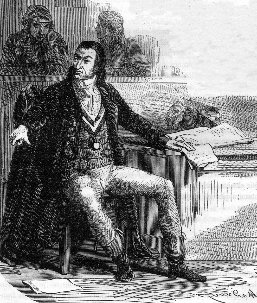 Antoine Quentin Fouquier de Tinville, dit Fouquier-Tinville (1746-1795), fransk lovgiver og revolutionær, offentlig anklager for Revolutionsdomstolen - Indgravering i "Histoire des Girondins"" af Alphonse de Lamartine (1790-1869) 1865-1866 colle af Anonymous Anonymous