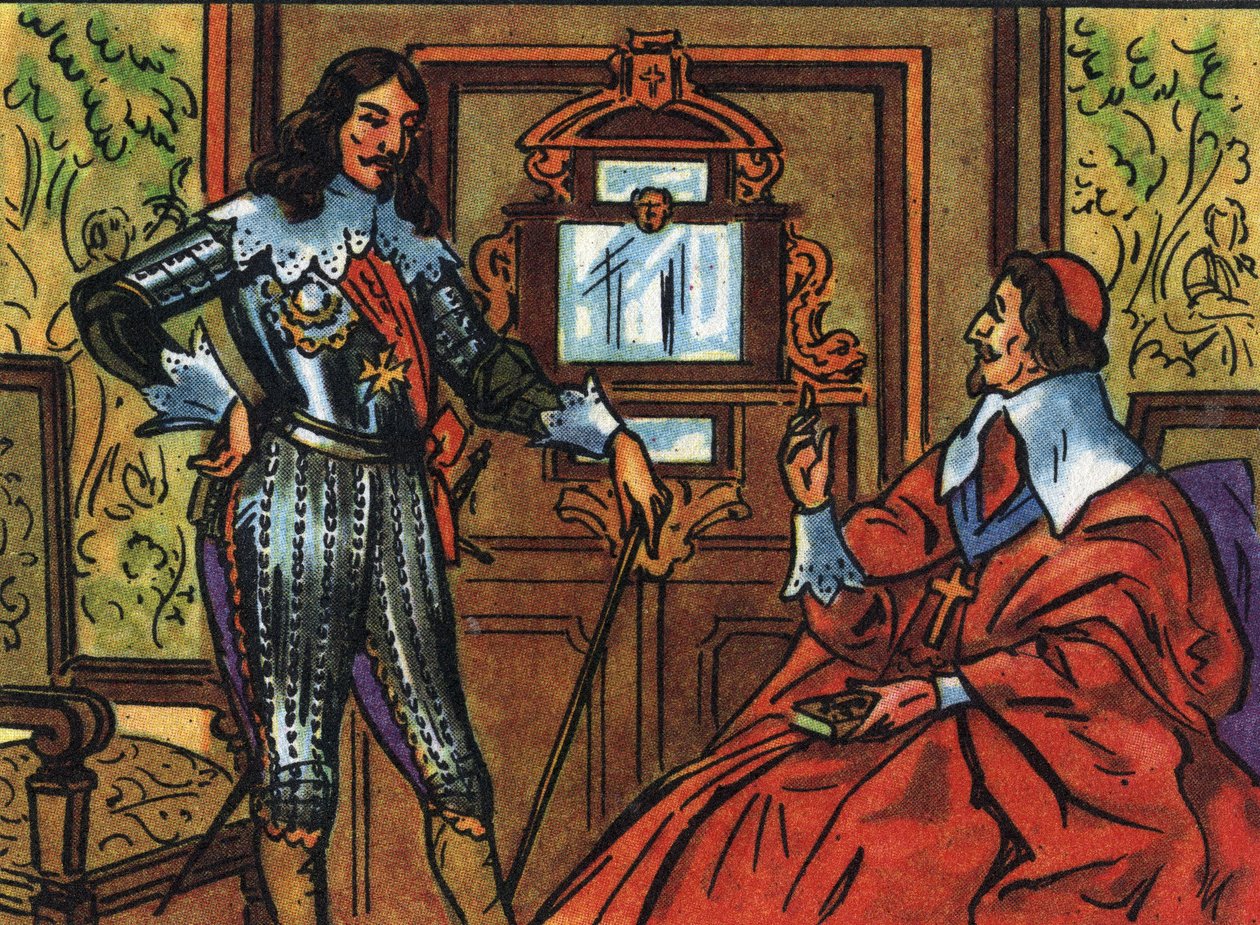 Armand Jean du Plessis de Richelieu eller kardinal de Richelieu (1585-1642), fransk minister og Louis XIII (1601-1643), konge af Frankrig. Anonym illustration i ""Samling af Frankrigs suveræner og statsoverhoveder"". 20. århundrede. Privat samling. af Anonymous Anonymous