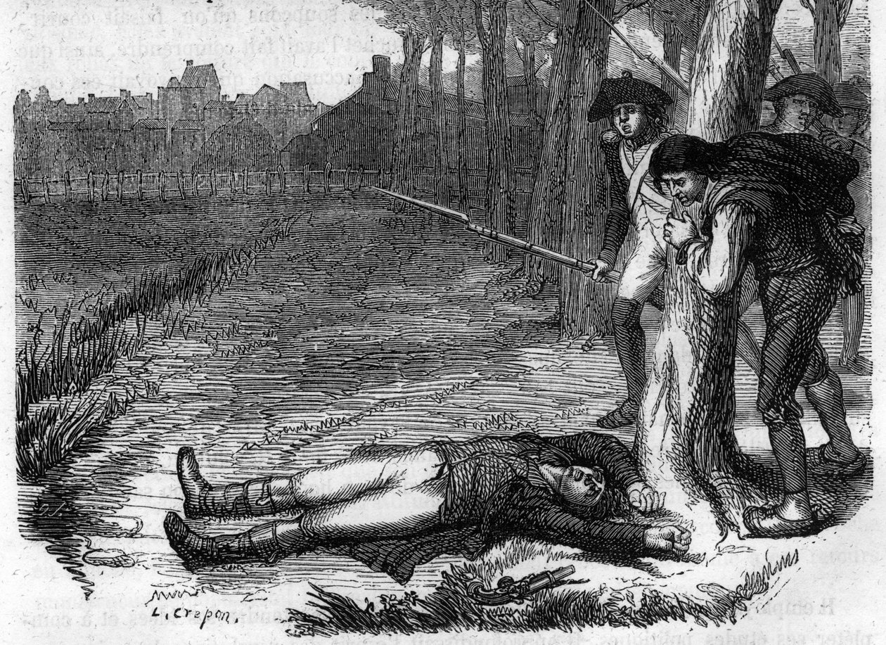 Arrestation af Charles Jean Marie Barbaroux (1767-1794), fransk politiker i 1793 - Indgravering i "Histoire des Girondins" af Alphonse de Lamartine (1790-1869) 1865-1866 - Privat samling af Anonymous Anonymous