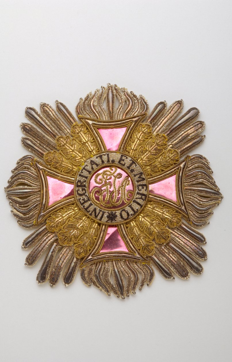Østrig - Leopoldordenen: plakette med ridderstorkors tilhørende Charles Louis Huguet, markis af Semonville (1759-1839) - Debut XIX århundrede - Broderier af guld, sølv og silketråde, crantilla, pailletter og tinsel - Sjæl af stort lærred og hvidt af Anonymous Anonymous