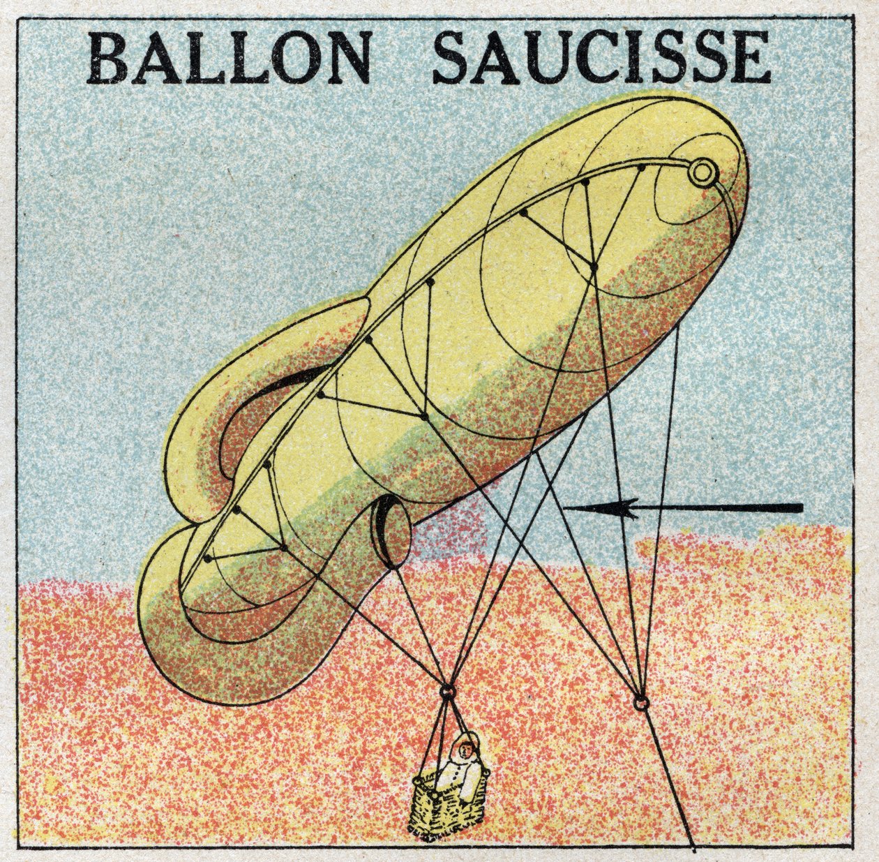 Balloner: ballonpølse. Anonym illustration af 1925. Privat samling. af Anonymous Anonymous