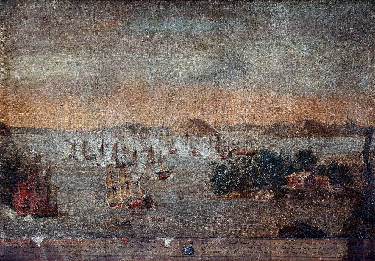 Slaget ved Hogland - Under den store nordlige krig, søslaget den 22. juli 1713 mellem Sverige og Rusland - Slaget ved Hogland den 22. juli 1713 - Maleri af ukendt kunstner af Anonymous Anonymous
