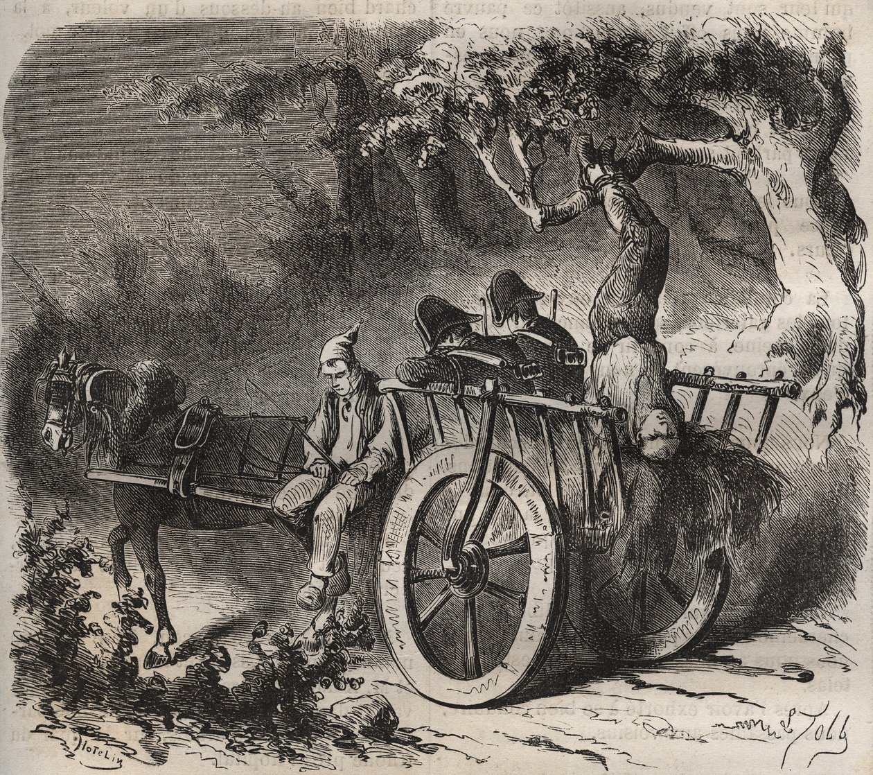 Fed flugt af en styrke fra Toulon Bagne i det 19. århundrede. Indgravering i "Fangernes historie fra deres skabelse til i dag"" (1877) af Pierre Zaccone (1817-1895) (Colonia Penale - Straffekoloni). Privat samling. af Anonymous Anonymous