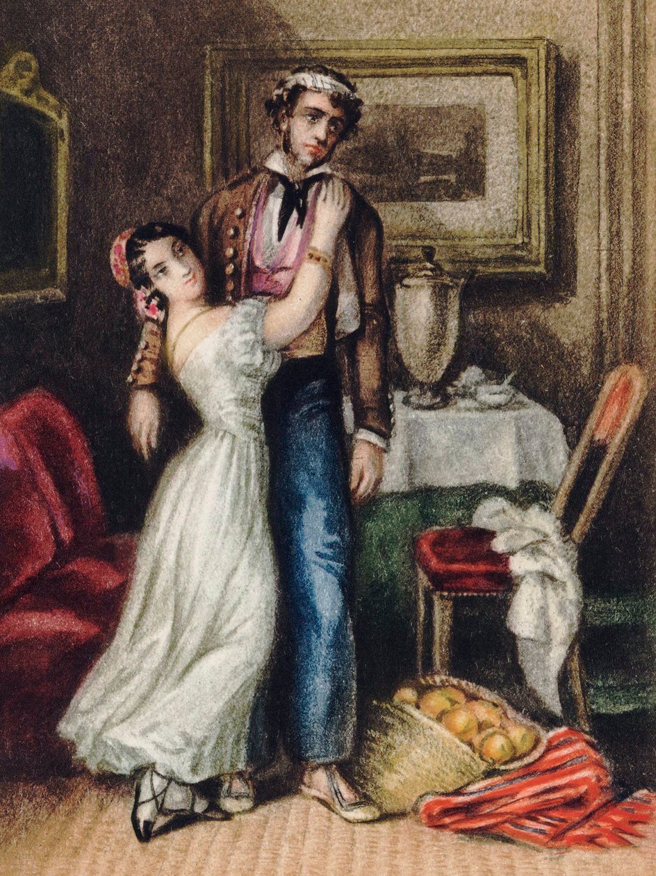 Carmen, af Merimee, Prosper (1803-1870). Farvelitografi af Anonymous Anonymous