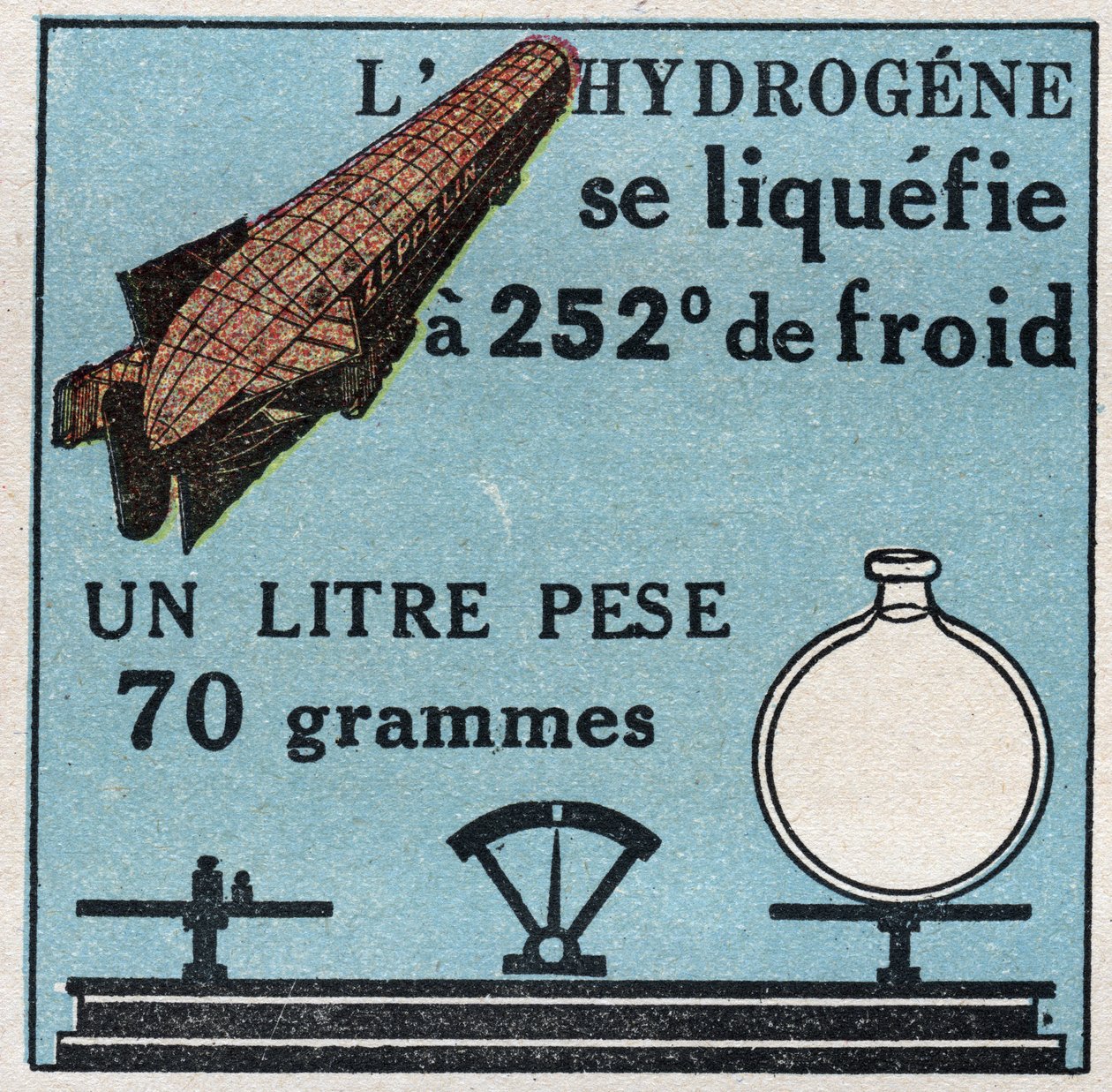 Ændringer i tilstande: dampe. Brint flydende har 252 grader af kulde. Anonym illustration fra 1925. Privat samling. af Anonymous Anonymous