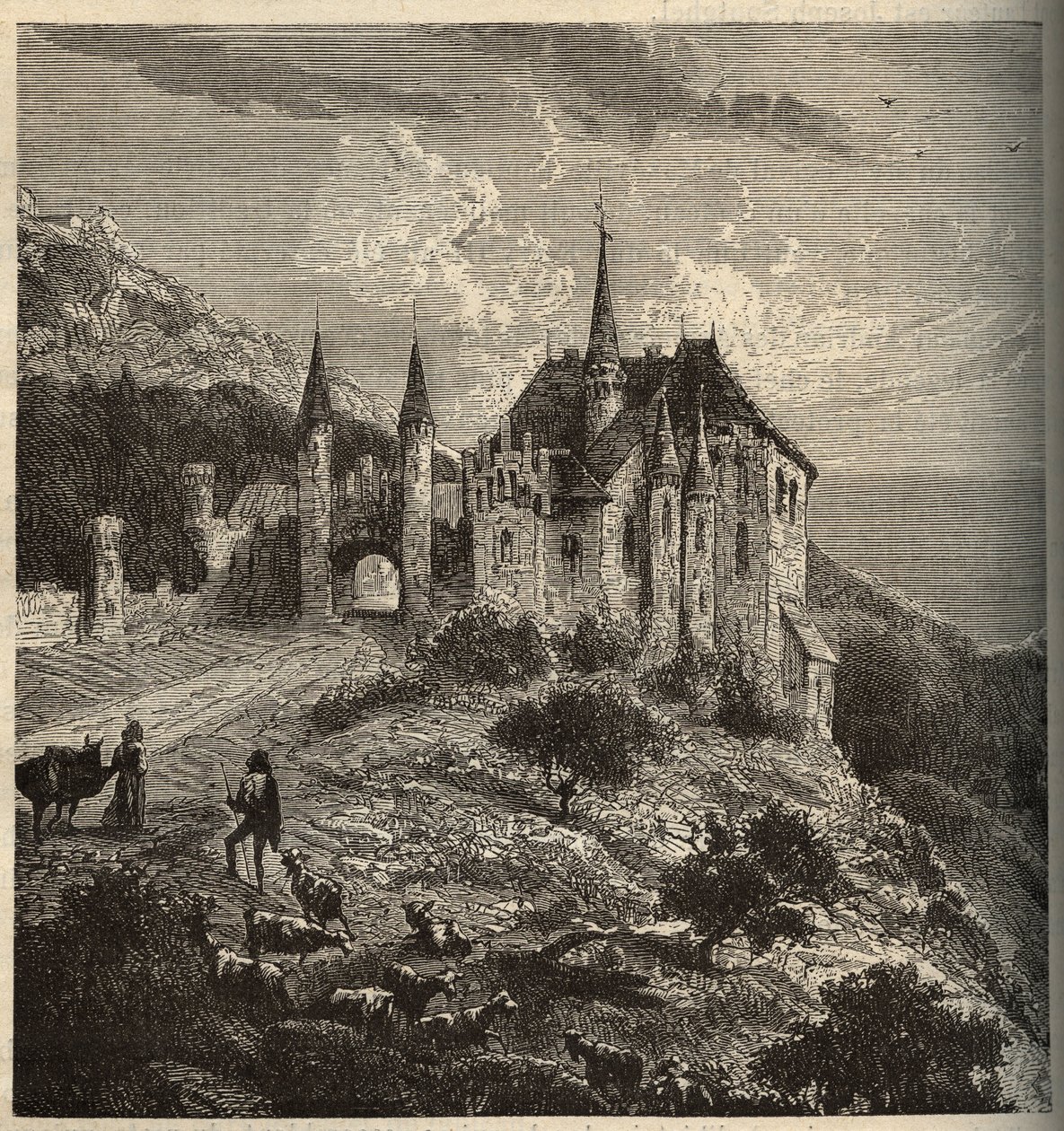 Chateau du Montet - Vandoeuvre-les-Nancy - Lorraine - gravering i "" PATRIE" - PECTUREQUIREQUE BESKRIVELSE AF FRANKRIG I 6 BIND AF LUCIEN HUARD - slutningen af ​​1800-tallet af Anonymous Anonymous