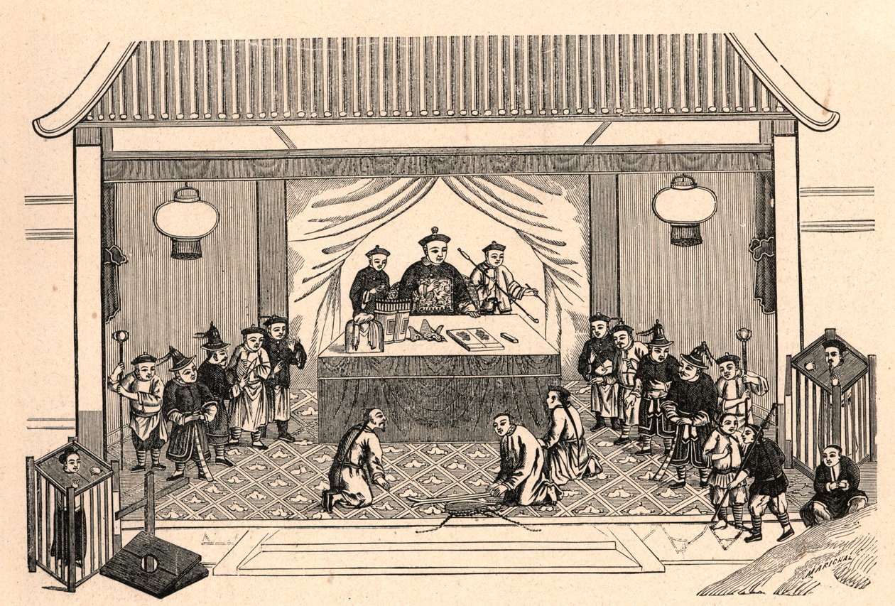 Kristen forfølgelse: forberedelser til martyrdøden for den franske missionærpræst Augustus Chapdelaine (1814-1856) i Sy-lin-hien (Sy lin hien) i Kina den 27. februar af Anonymous Anonymous
