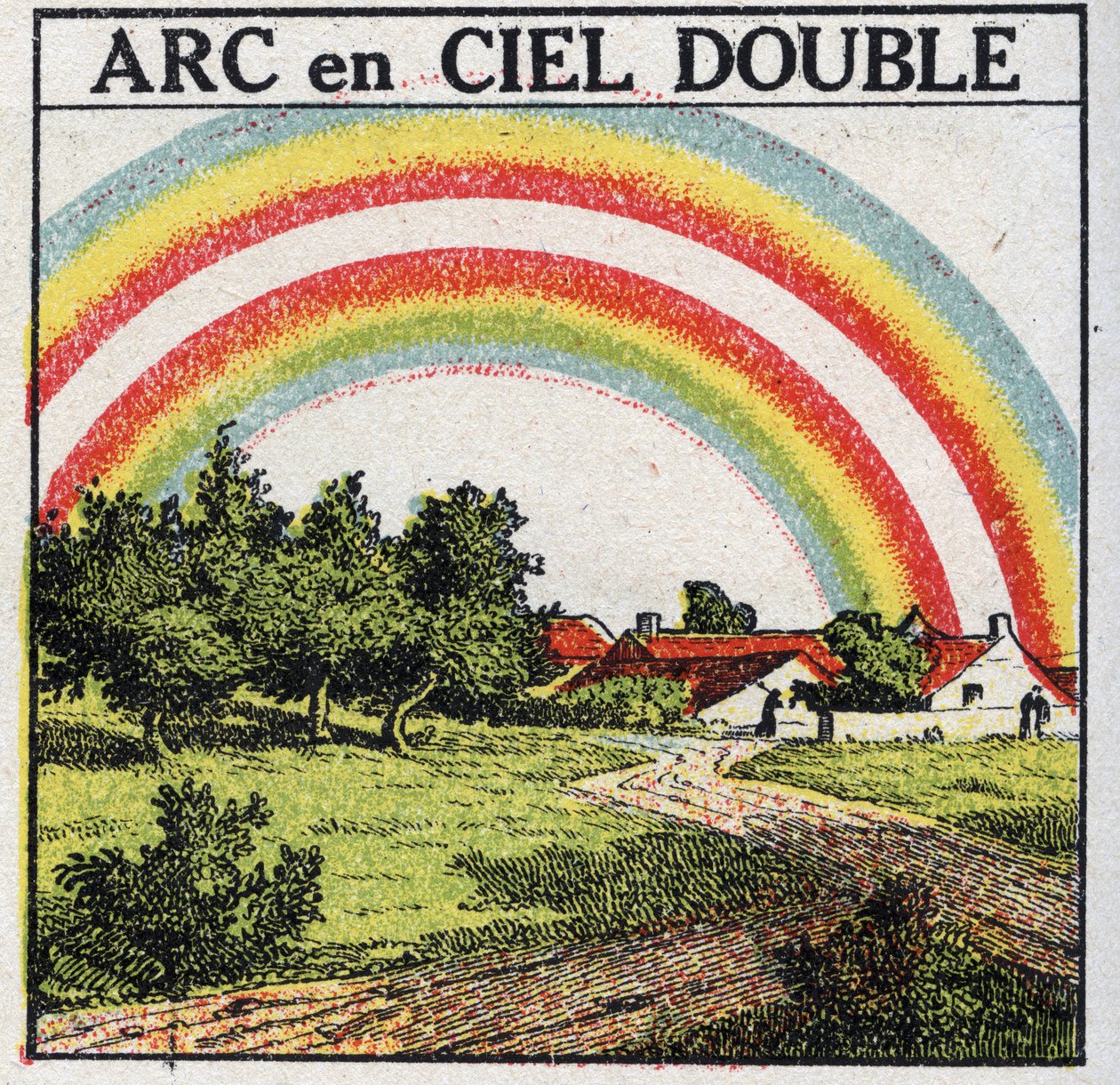 Farver: dobbelt regnbue. Anonym illustration af 1925. Privat samling. af Anonymous Anonymous
