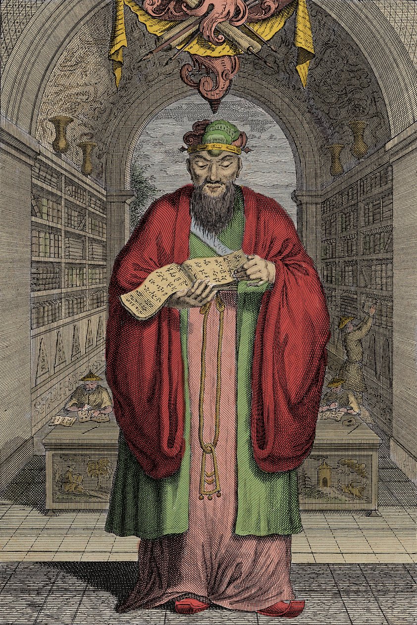 Konfucius (551-479) f.Kr. gravering - Confucius (eller Kong Fu Zi eller KongZi) (551-479 f.Kr.). af Anonymous Anonymous