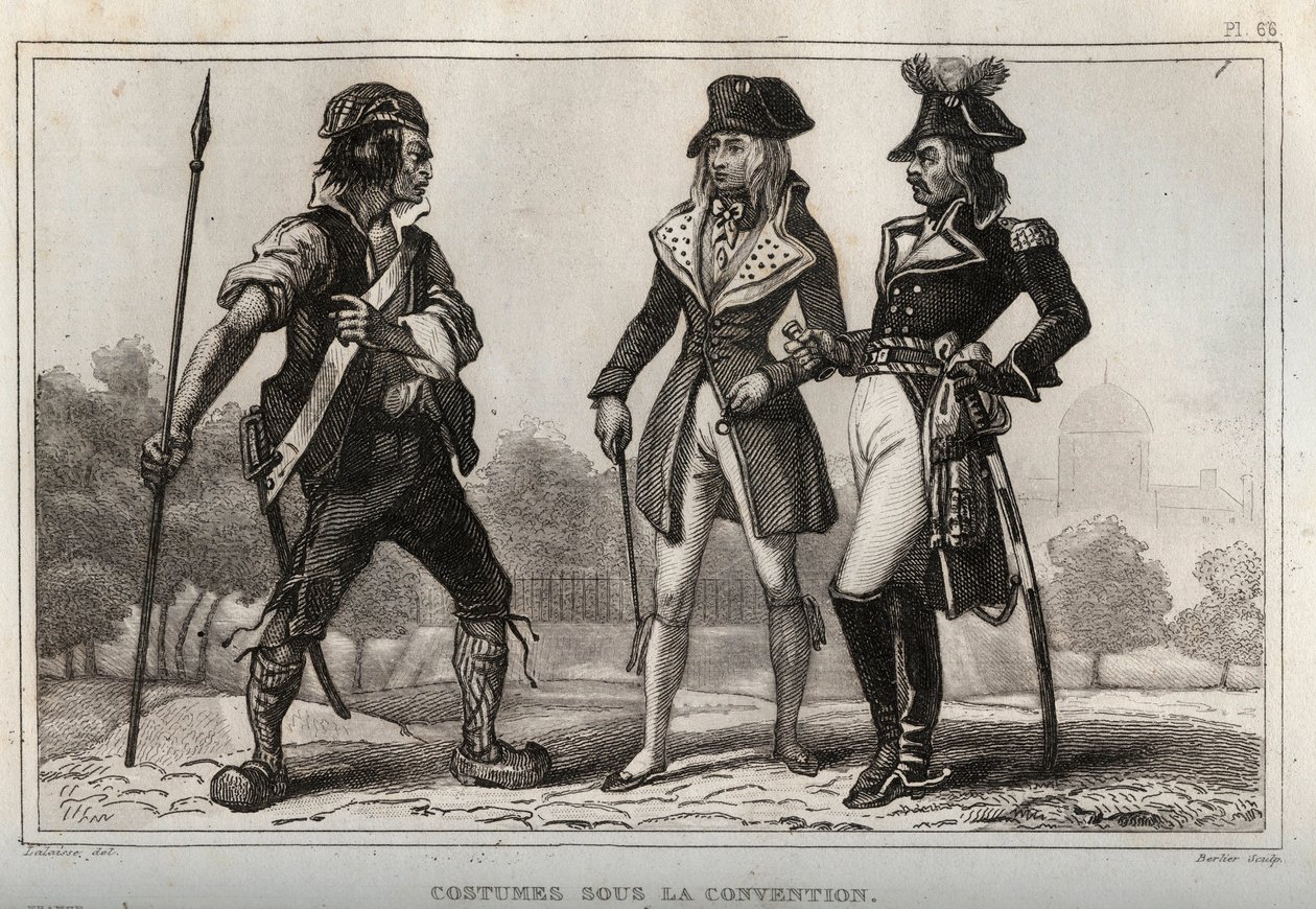 Kostumer under konventionen. Stik fra 1859 i "" Le Monde. Alle folkeslags historie fra de fjerneste tider til i dag”. af M. E. de Lostalot-Bachoue (Lostalot Bachoue). Privat samling. af Anonymous Anonymous