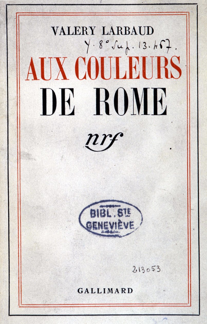 Cover af "" In the Colours of Rome"" af Valéry Larbaud, Paris, Gallimard af Anonymous Anonymous