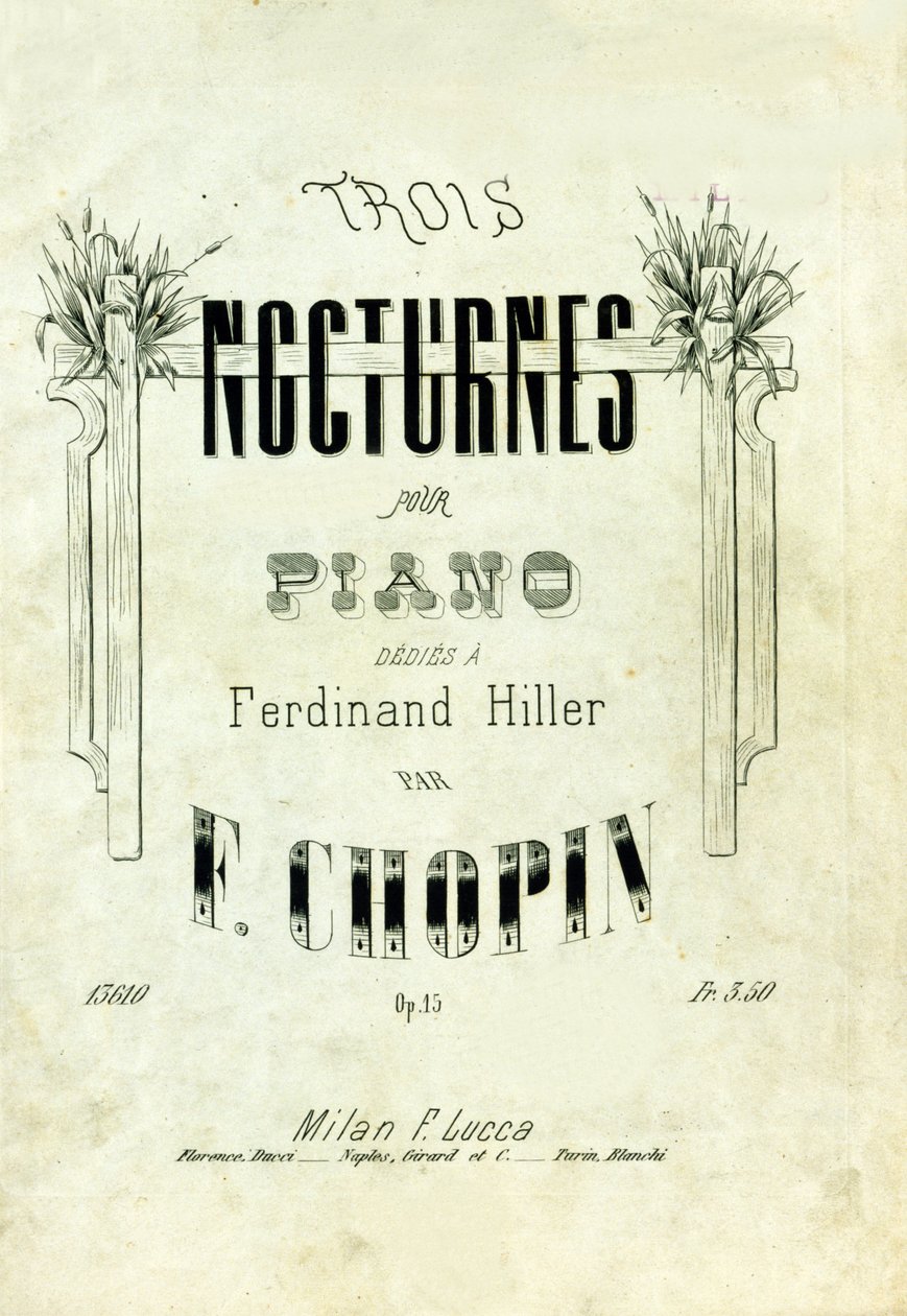 Cover af "" Nocturnes opus 15"" for klaver dedies a Ferdinand Hiller"" komponeret af Frederic Chopin (1810-1849). af Anonymous Anonymous