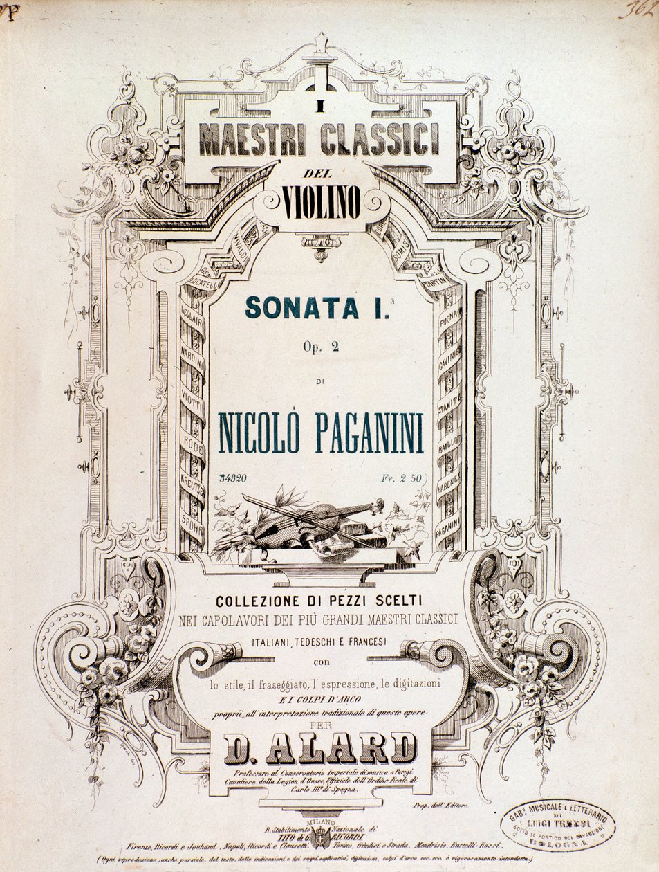 Cover af partitur af Sonata 1, op 2 af N Paganini af Anonymous Anonymous