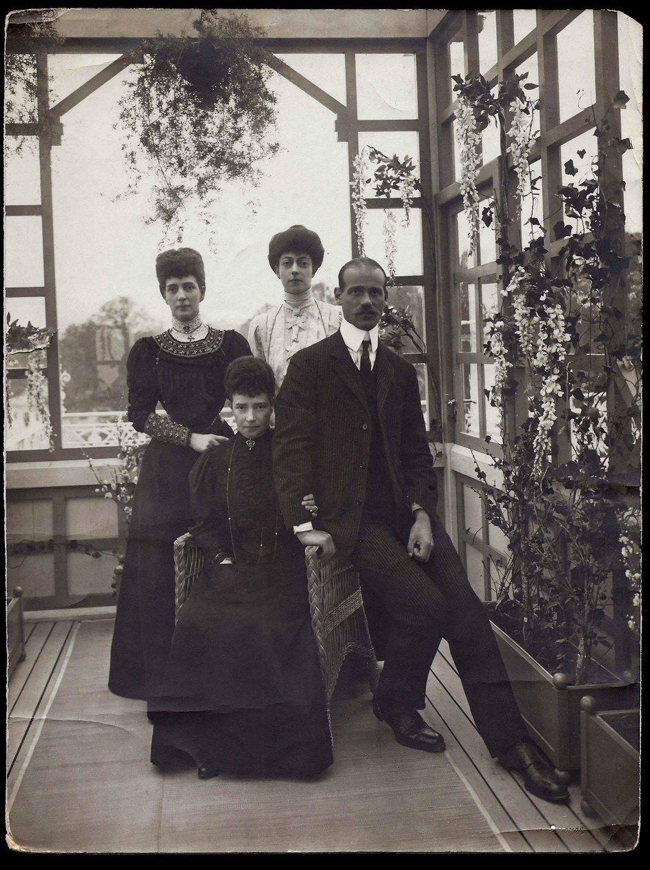 Dagmar de Danemark (1847-1928) - Michel Alexandrovitch de Russie (1878-1918) - Alexandra af Danmark (1844-1925) og prinsesse Victoria - enkekejserinde Maria Fyodorovna (Feodorovna), storhertug Michael Alexandrovich, dronning Alexandra af Storbritannien og  af Anonymous Anonymous