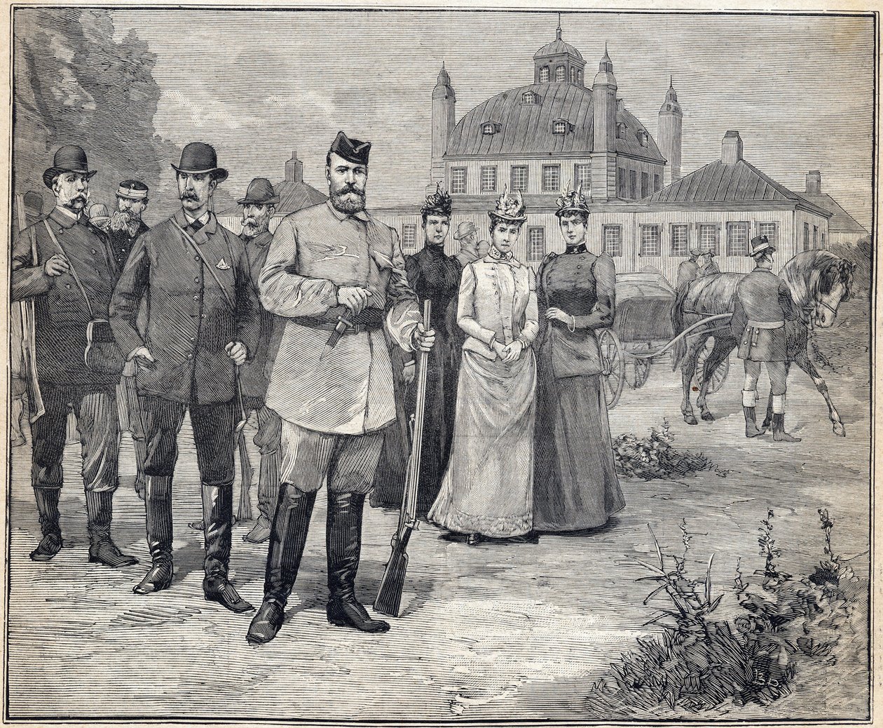 Rejste til jagt på zar Nikolaj II af Rusland (1868-1918) i Fredensborg, Danmark. Indgravering i "" Le Petit Parisien"" 1893. af Anonymous Anonymous