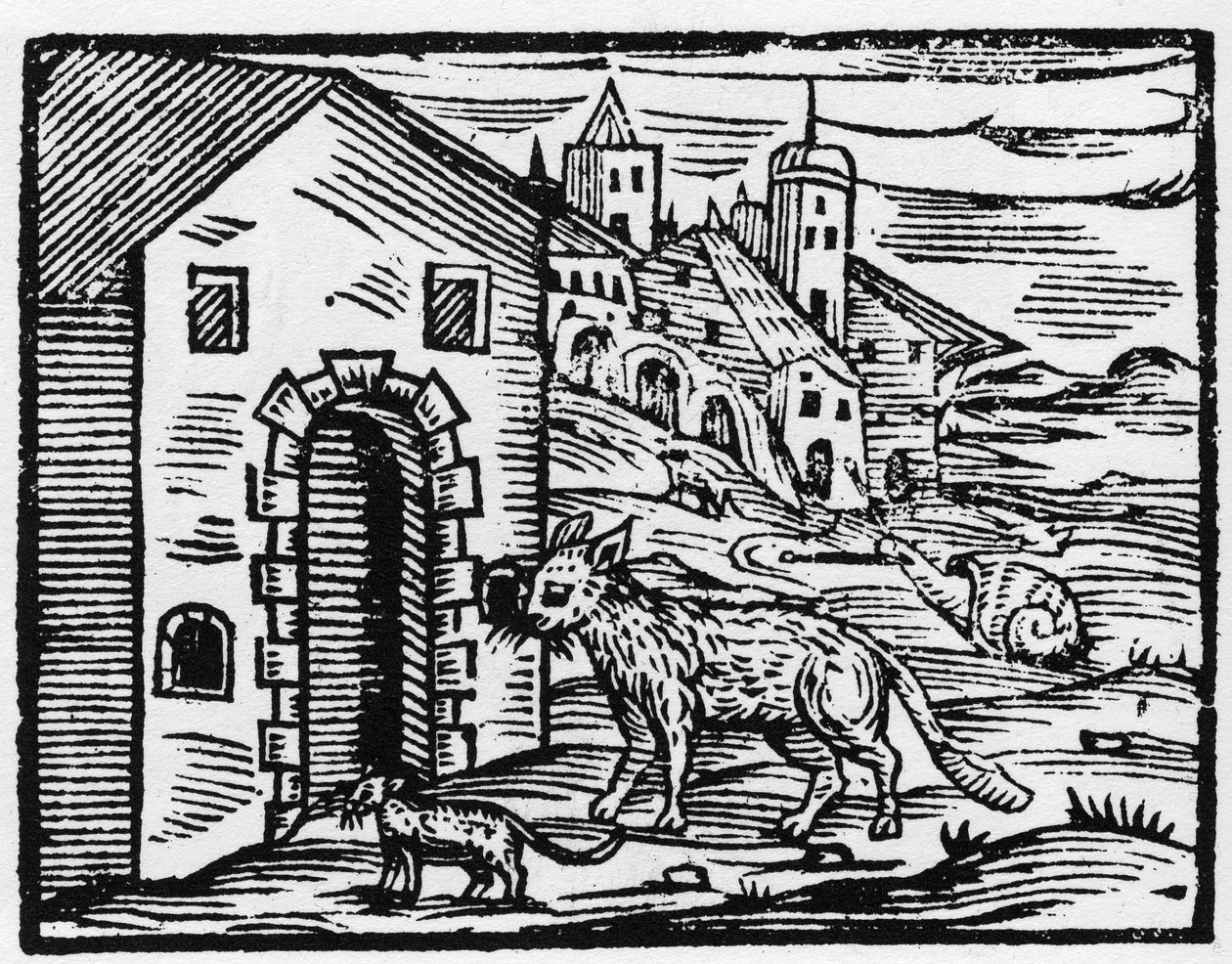 Djævel og heks forvandler sig til ulv og kat - "" Compendium Maleficarum"", handler om hekse, deres ondskab og deres sortileges af Francesco Maria Guazzo eller Guaccio eller Guaccius (15?? -16??) 1608 Privatsamling af Anonymous Anonymous
