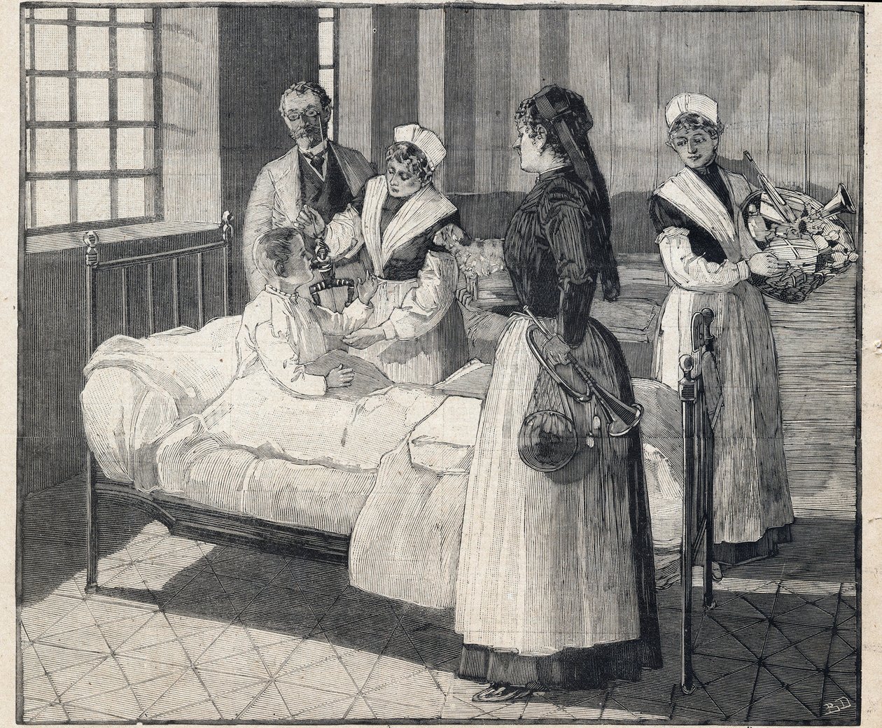 Uddeling af legetøj til offentlige forsorgsbørn nytårsdag. Indgravering i "" Le Petro Parisien"" den 8/01/1893. Privat samling af Anonymous Anonymous