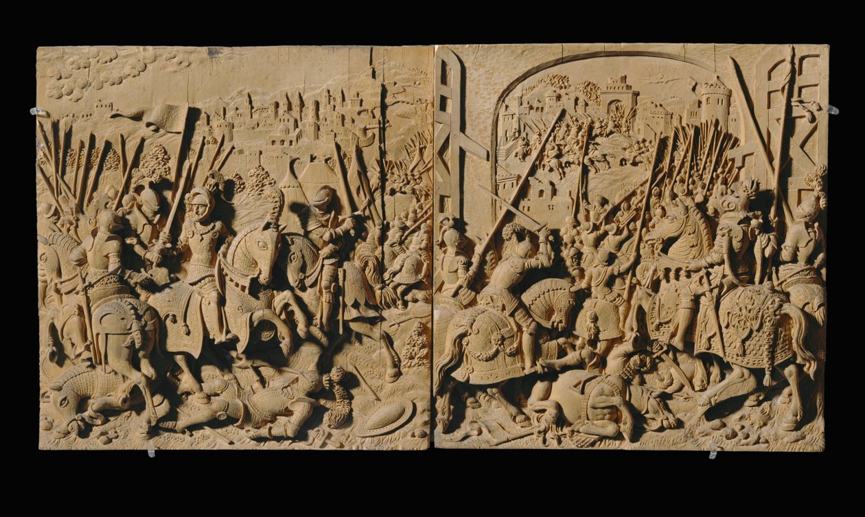 Otte udskårne relieffer, kirsebær ... (relief) af Anonymous Anonymous