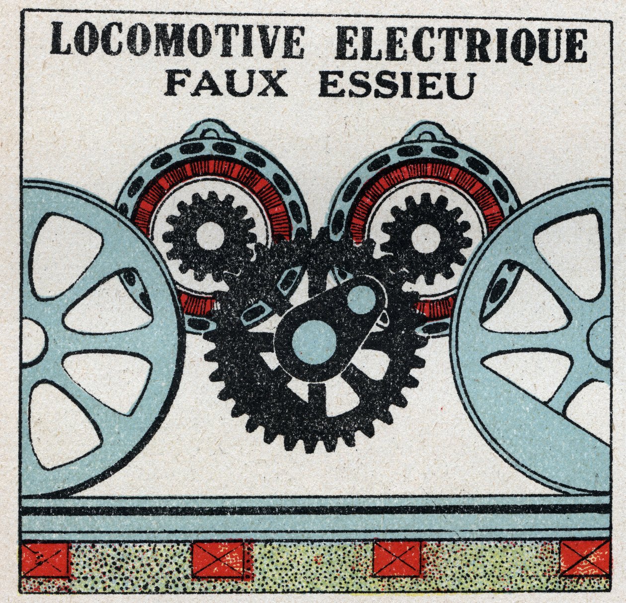 Elektriske jernbaner: falsk aksel på et elektrisk lokomotiv. Anonym illustration fra 1925. Privat samling. af Anonymous Anonymous