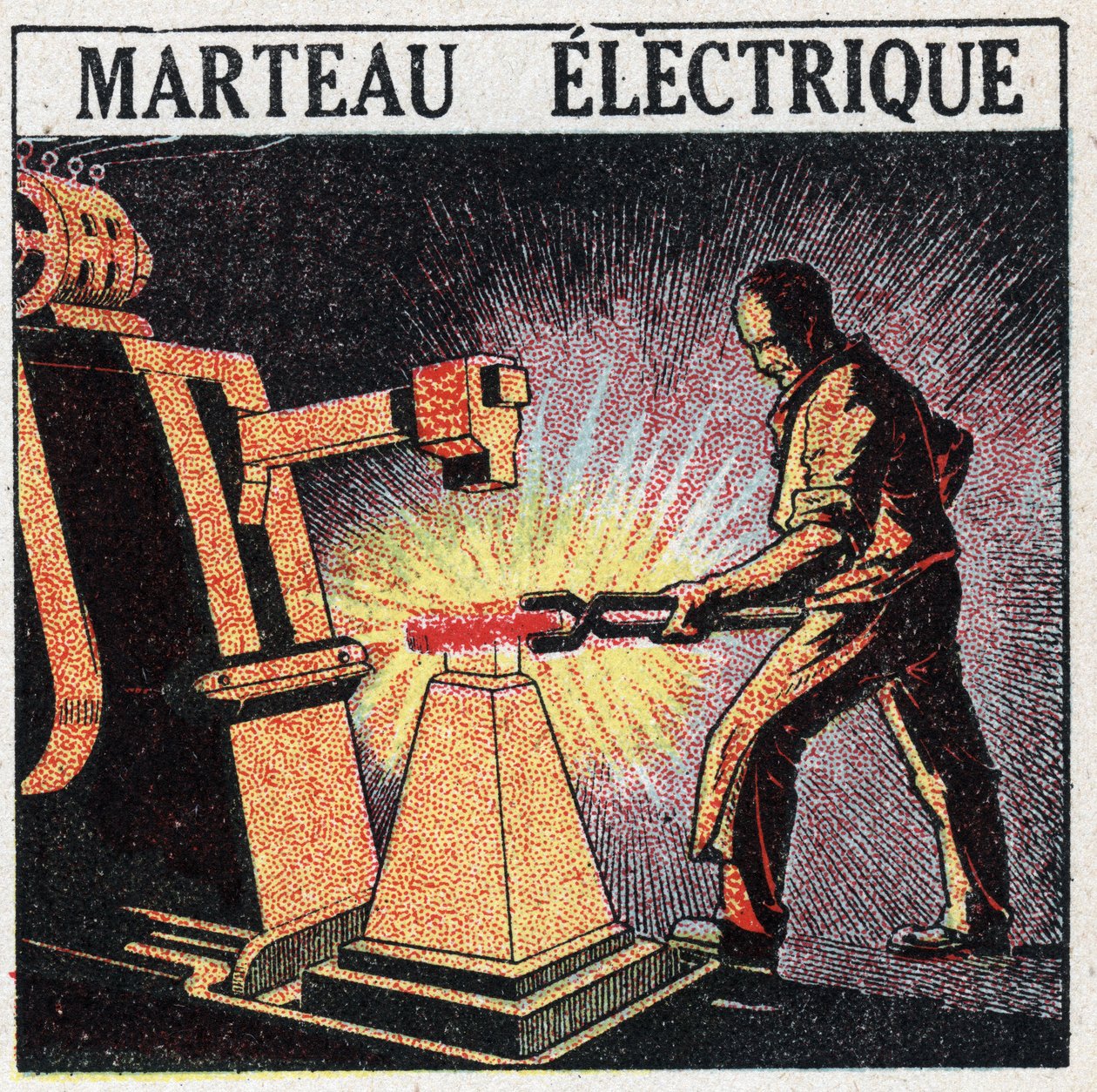 El-værktøj: elektrisk hammer. Anonym illustration af 1925. Privat samling. af Anonymous Anonymous