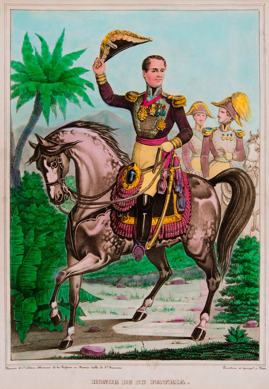Ridesportræt af Antonio Lopez de Santa Anna (1794-1876) Mexicos præsident, Privee Collection af Anonymous Anonymous