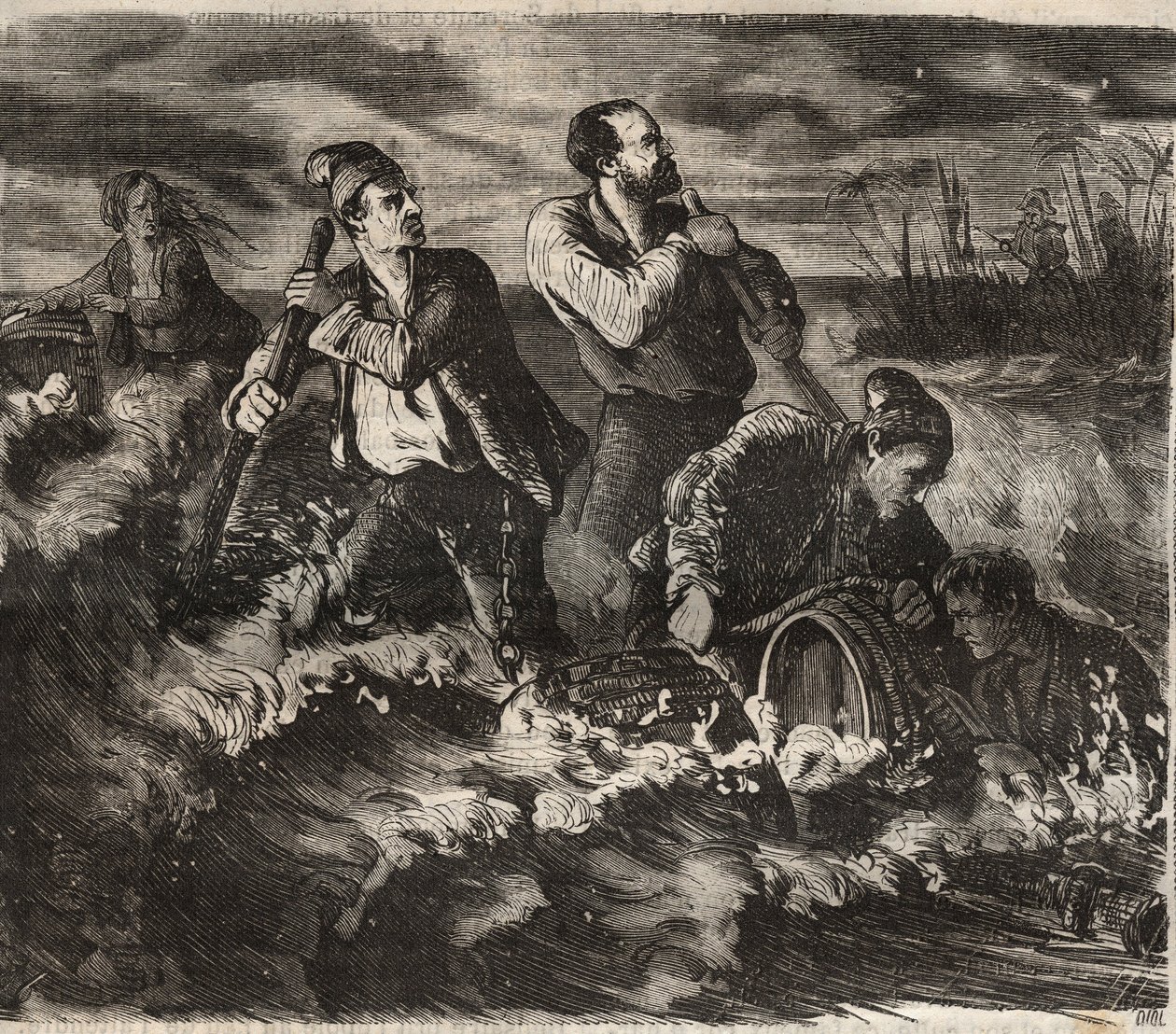 Flugt fra fængslet i Belle-Ile-en-Mer (smuk ø til søs) i det 19. århundrede. Indgravering i "Historien om fængslerne fra deres skabelse til i dag"" (1877) af Pierre Zaccone (1817-1895) (Colonia Penale - Straffekoloni) af Anonymous Anonymous
