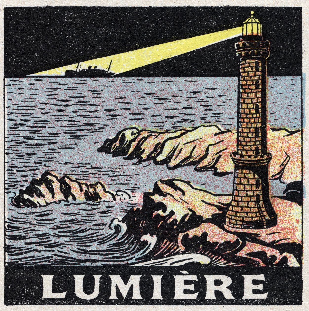 Ether (materiale): lyset fra et fyrtårn om natten. Anonym illustration fra 1925. Privat samling. af Anonymous Anonymous