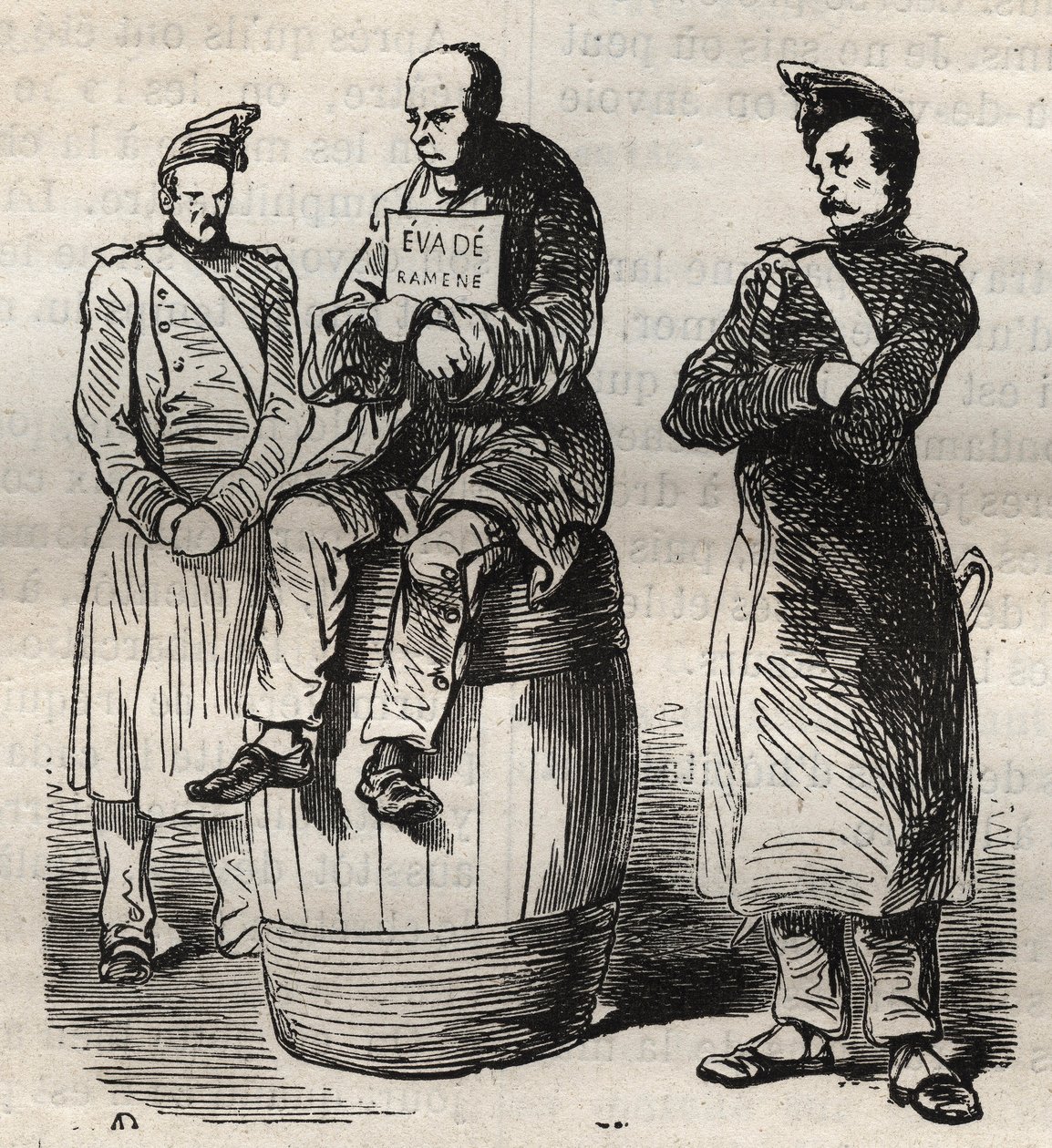 Udstilling af en tvungen unddragelse (Evade returneres) i Toulon-fængslet i det 19. århundrede. Indgravering i "Fangernes historie fra deres skabelse til i dag"" (1877) af Pierre Zaccone (1817-1895) (Colonia Penale - Straffekoloni). Privat samling. af Anonymous Anonymous