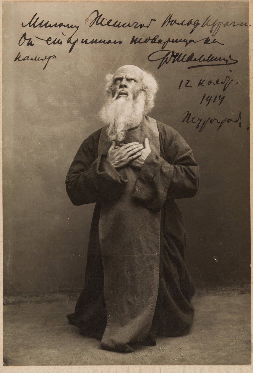 Fedor Chaliapin - Feodor Ivanovich Chaliapin (1873-1938) i operaen Rogneda af Alexander Serov, Anonym. Foto, c. 1914. Privat Samling af Anonymous Anonymous