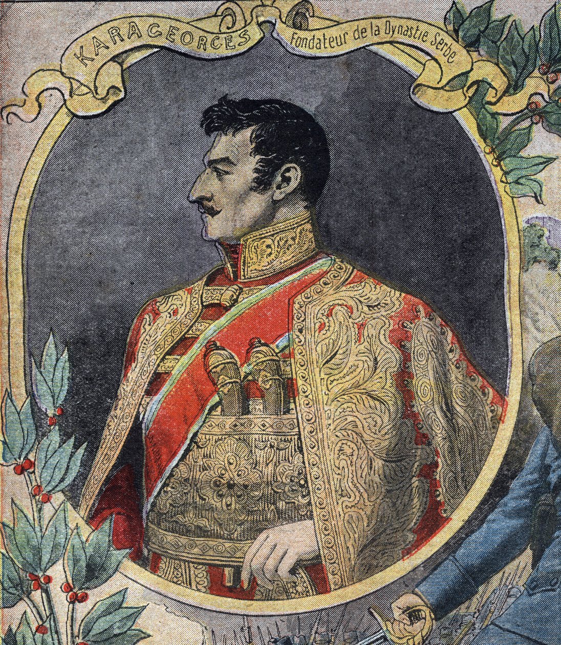 Første Verdenskrig 1914-1918 (14-18): Portræt af Georges Petrovic dit Karageorges (1752-1817), en serbisk statsmand og grundlægger af Karadordevic-dynastiet. Indgravering i "" Le Petite Journal"" af Anonymous Anonymous