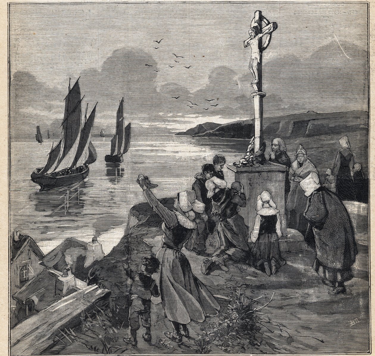 Fiskeri i Island: fiskerne forlader Bretagne. Indgravering i "" Le Petit Parisien"" den 12/03/1893. af Anonymous Anonymous