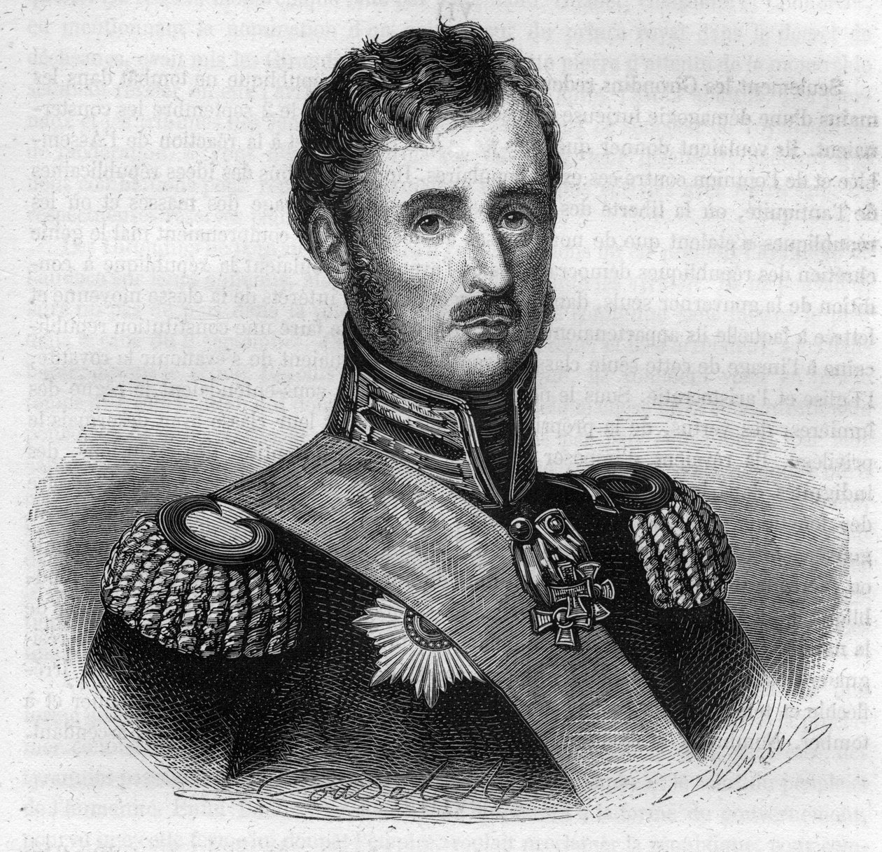 Frederik William II af Preussen - Portræt af Frederic Guillaume II (Frederick William) (1744-1797), konge af Preussen - Indgravering i "Histoire des Girondins" af Alphonse de Lamartine (1790-1869) 1865-1866 - Privat samling af Anonymous Anonymous