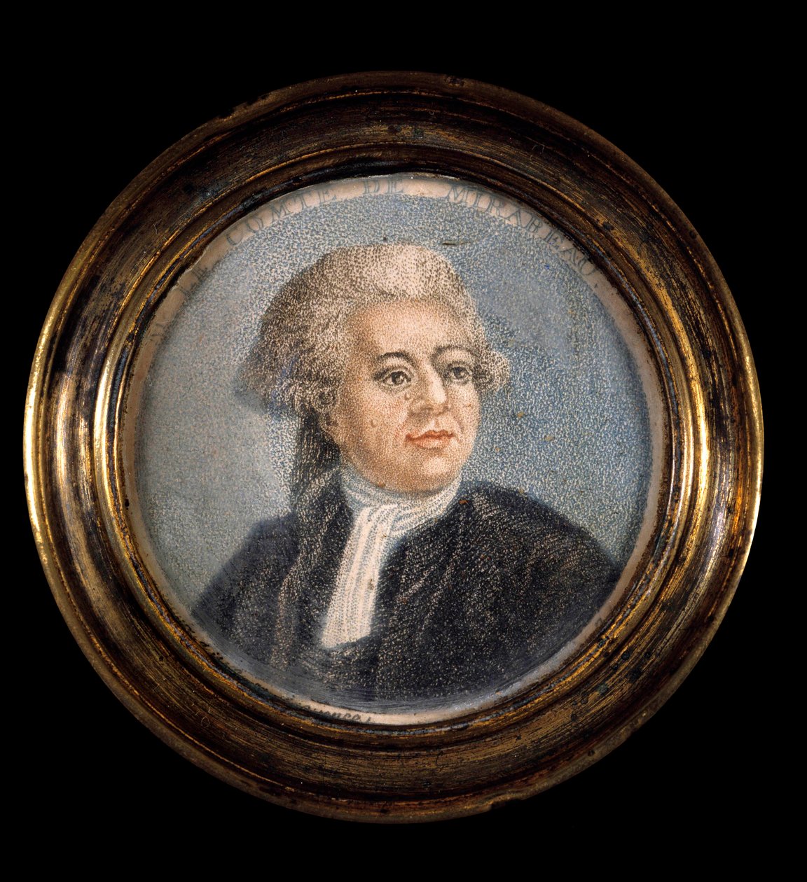 Fransk revolution: "" Portræt af Honore Gabriel (Honore-Gabriel) Riqueti, greve af Mirabeau (1749-1791) i dragt af den tredje stat"" Anonymt miniaturemaleri fra det 18. århundrede. af Anonymous Anonymous
