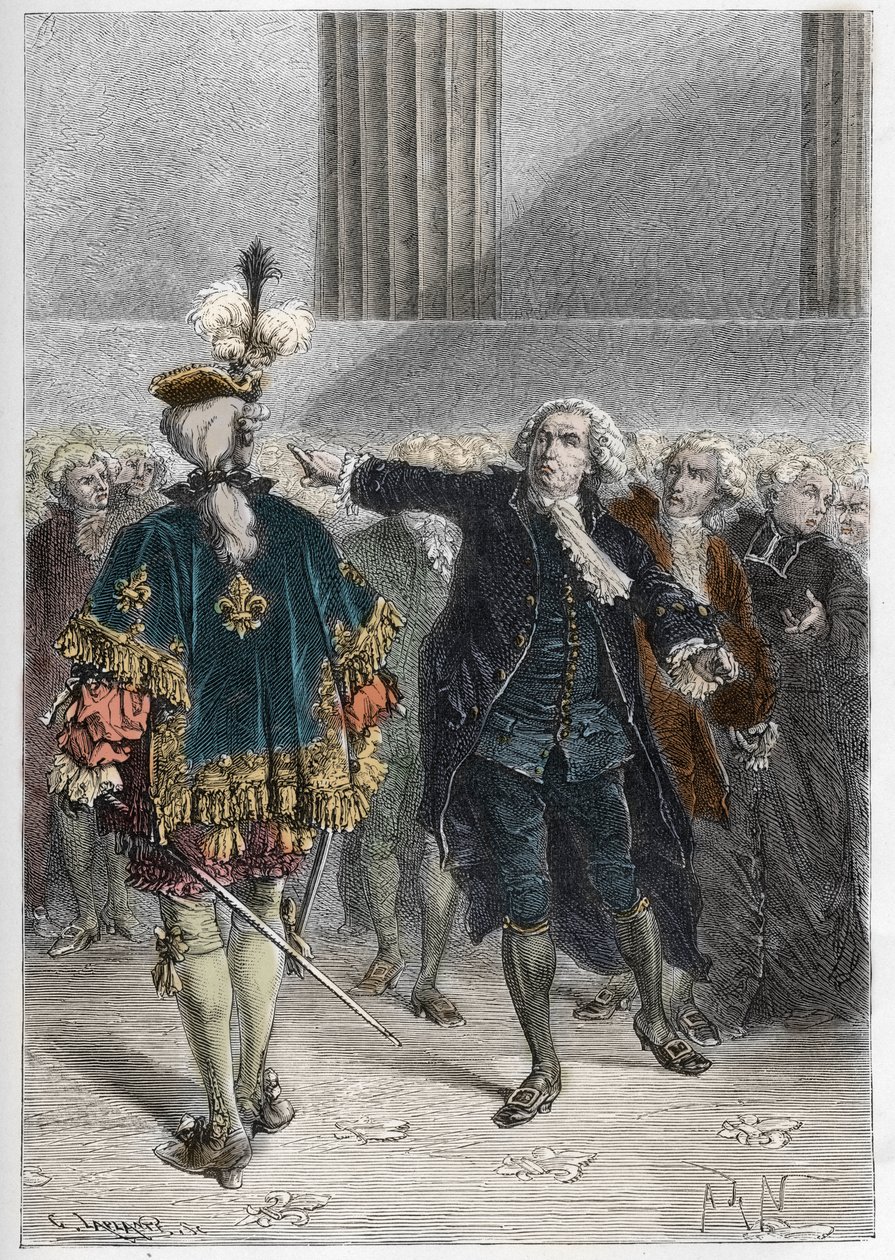 Fransk revolution - møde i generalstaterne den 23/06/1789: Honore Gabriel (Honore-Gabriel) Riqueti, greve af Mirabeau (1749-1791) henvender sig til Henri Evrard (Henri-Evrard), markis af Dreux Breze (Dreux-Breze) (1762-1829) - Generalstater i Versailles af Anonymous Anonymous