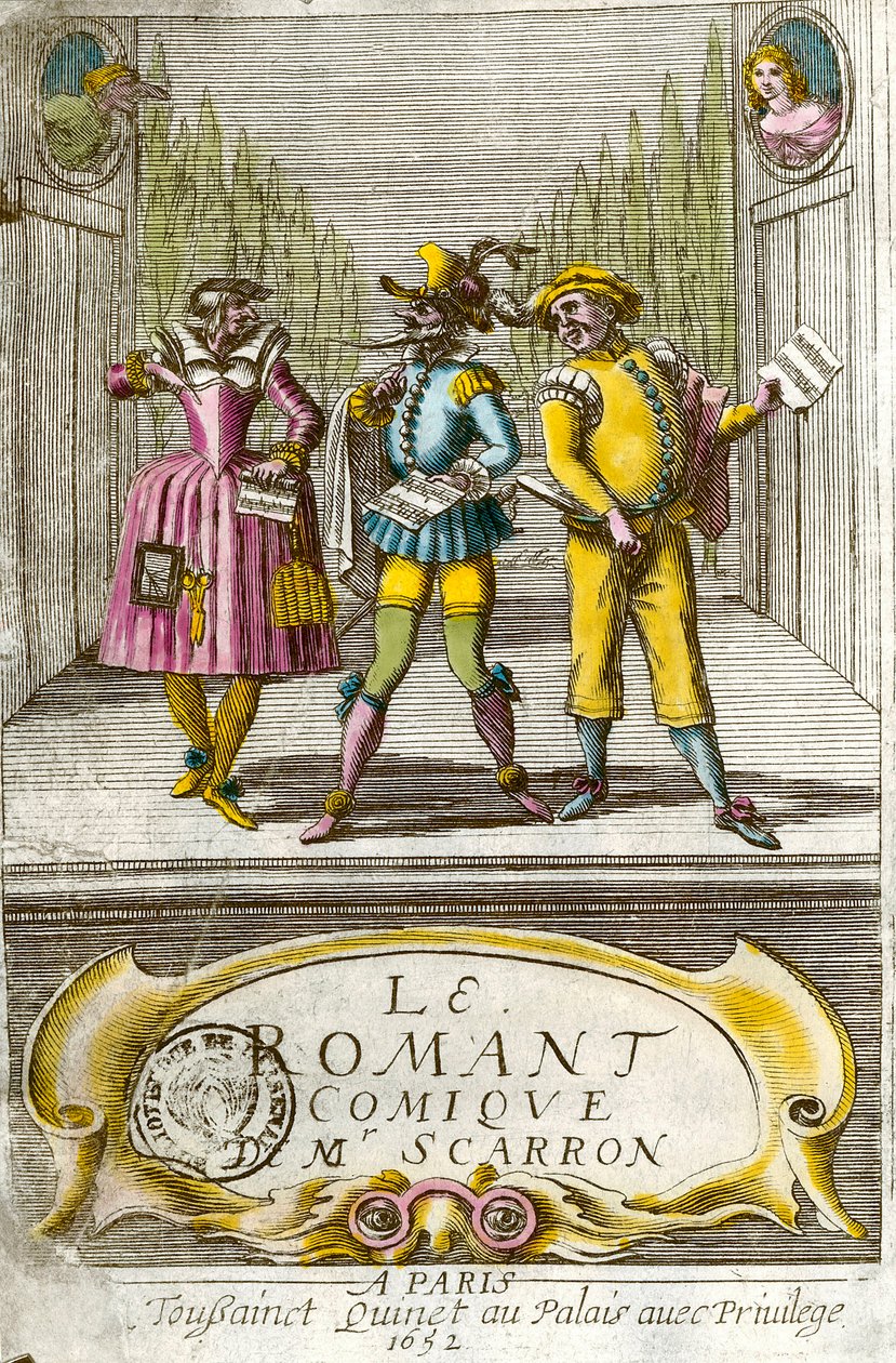 Frontispice af "The comic novel" af den franske forfatter Paul Scarron (1610-1660) af Anonymous Anonymous