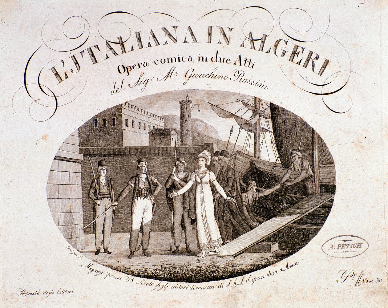 Frontispice af Den italienske pige i Algier, opera af Gioaccino Rossini af Anonymous Anonymous