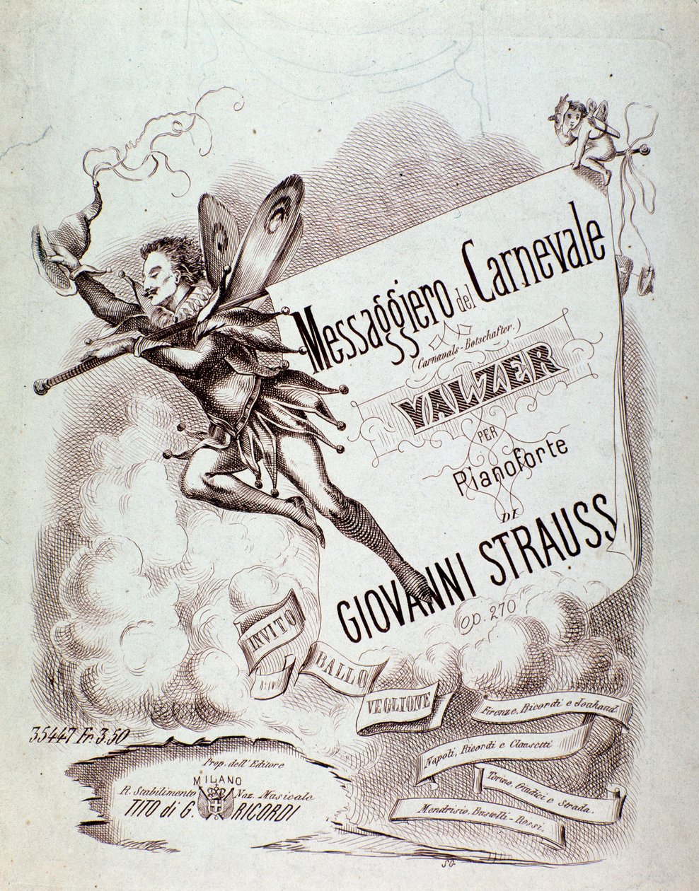Frontispice af partitur af Carnevals-Botschafter (op. 270) af Johann Strauss af Anonymous Anonymous