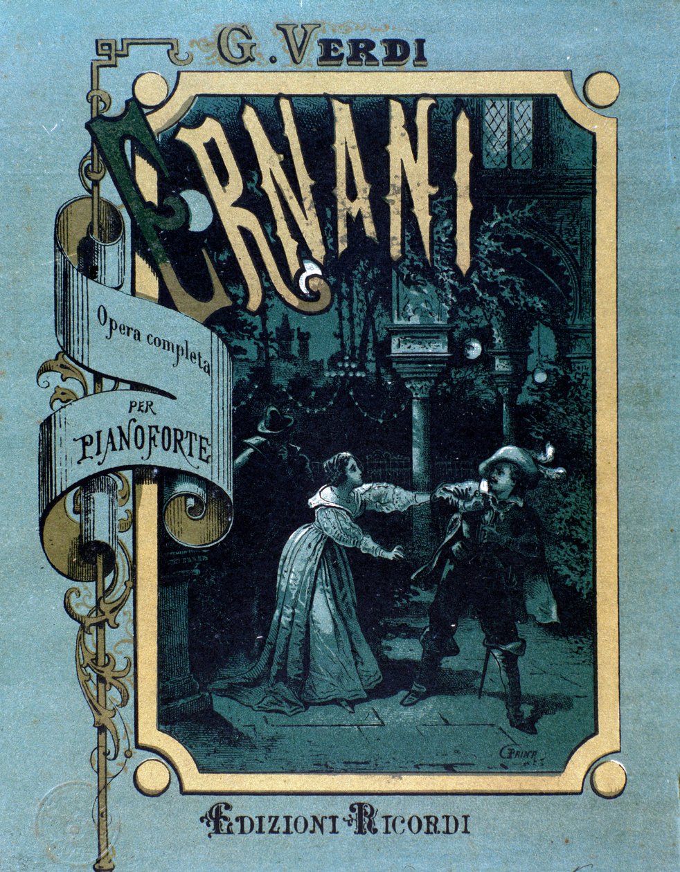 Frontispice af musikpartitur af Ernani af Giuseppe Verdi af Anonymous Anonymous