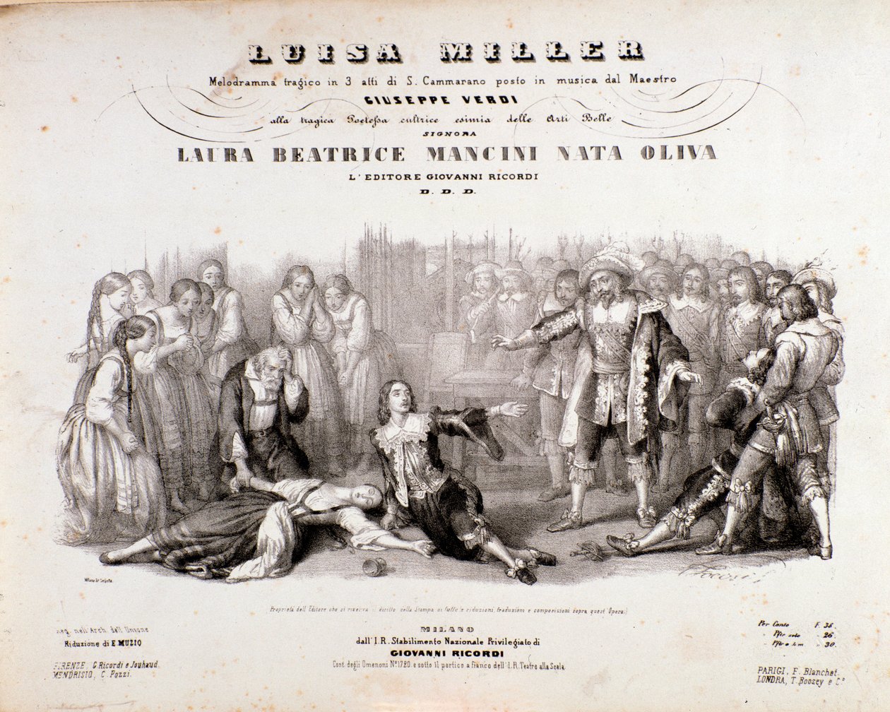 Frontispice af musikalsk partitur af Luisa Miller, opera af Giuseppe Verdi af Anonymous Anonymous