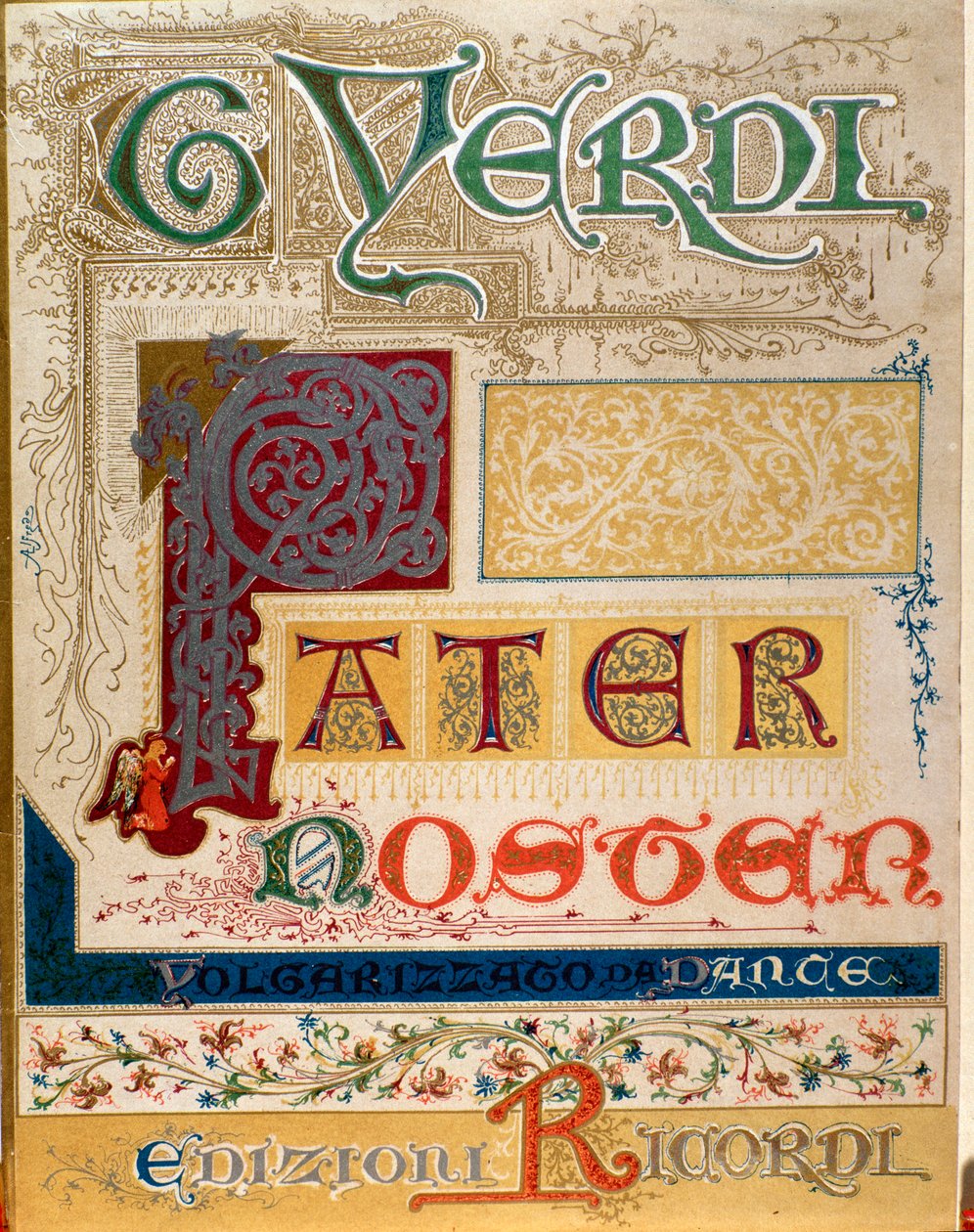 Frontispice af musikpartitur af Pater noster af Giuseppe Verdi af Anonymous Anonymous