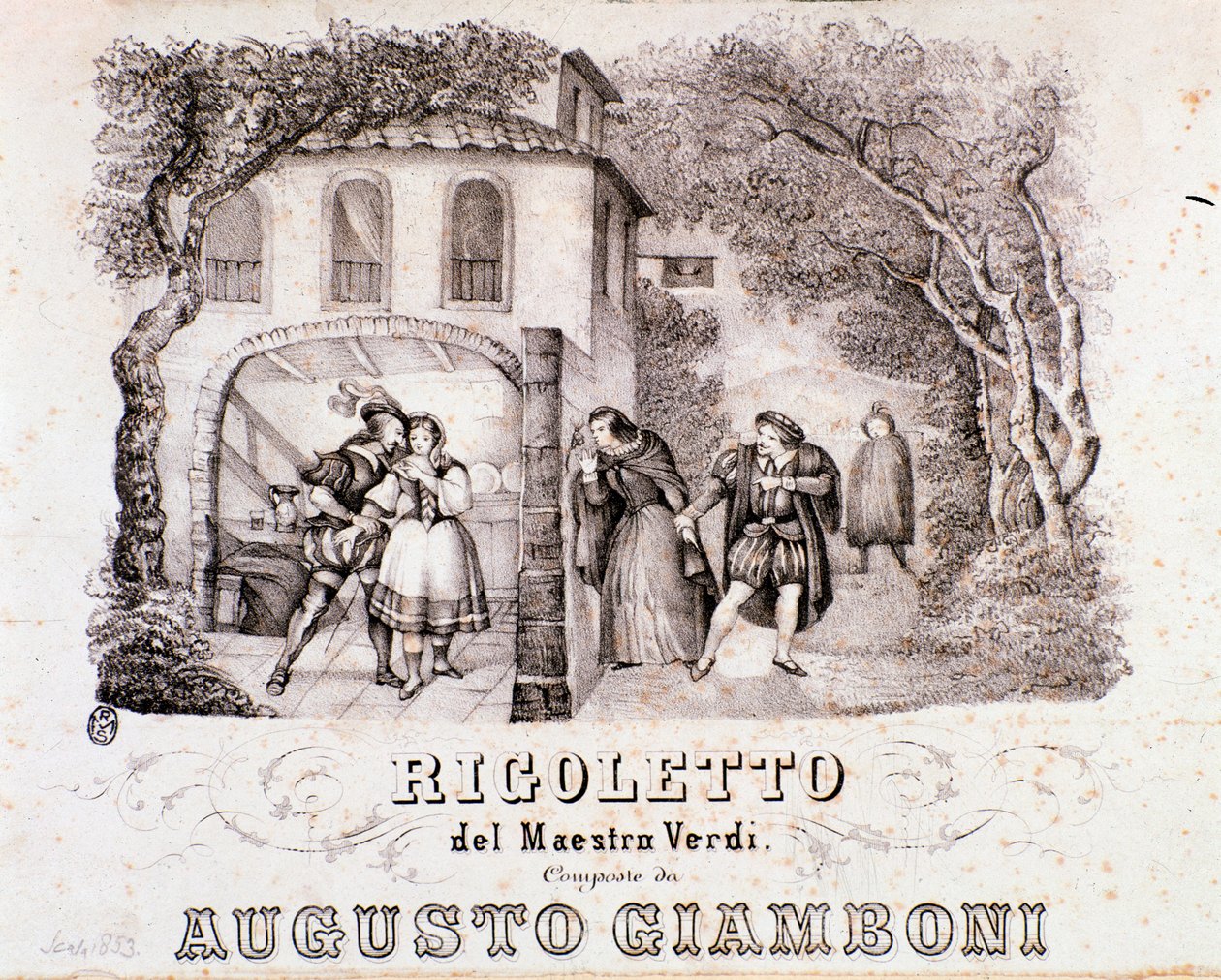 Frontispice af musikalsk partitur af Rigoletto-operaen af Giuseppe Verdi af Anonymous Anonymous