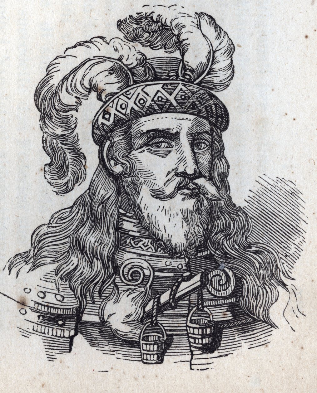 Galeazzo ifølge Visconti - Portræt af Galeas II Visconti - Galeazzo II Visconti - 1320-1378 -gravering - af Anonymous Anonymous