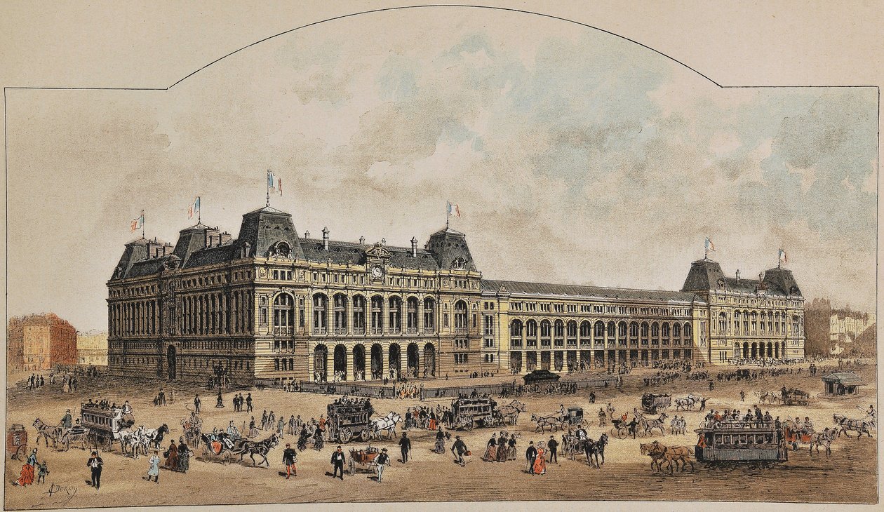 Gare Saint-Lazare (Saint Lazare) i 1887 af Auguste Victor Deroy (1825-1906). Indgravering fra 1887 i "" Paris-Illustrous journal weekly"". af Anonymous Anonymous