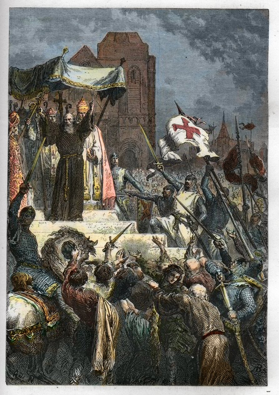 Gud ønsker det: Ved koncilet i Clermont (i dag Clermont Ferrand (Clermont-Ferrand), Auvergne) prædikede Eremitten Peter (1050-1115) det første korstog før pave Urban II af Anonymous Anonymous