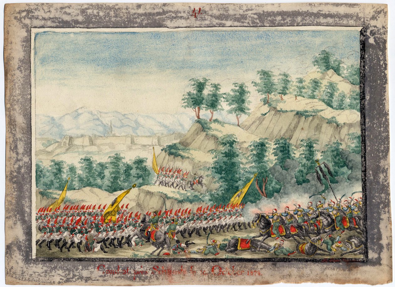Guerre russo-turque de 1828-1829 - Belejringen af Shumen-fæstningen i 1828 - Anonym - 1829 - Akvarel på papir - 22x30 - Privat samling af Anonymous Anonymous