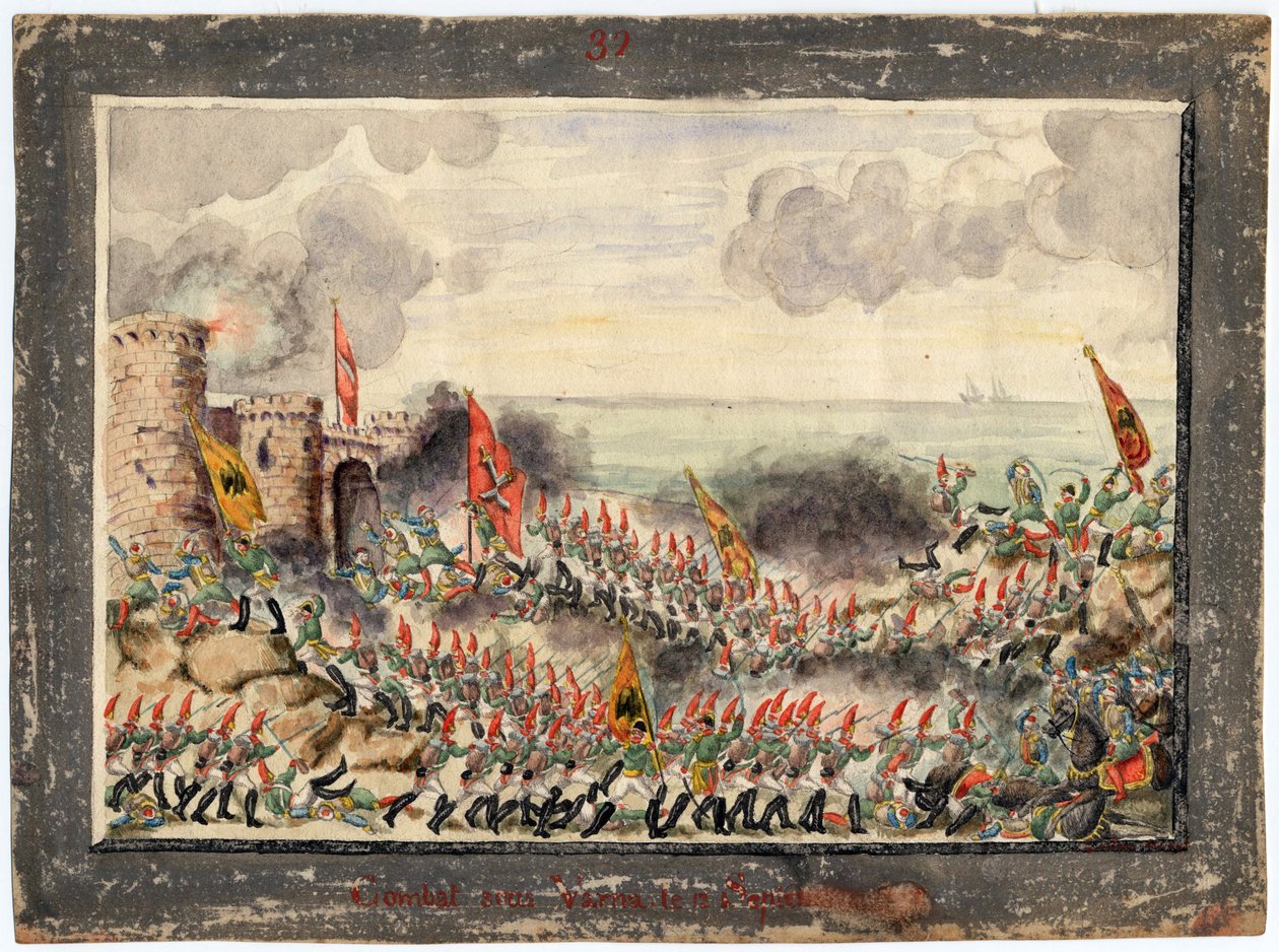 Guerre russo-turque de 1828-1829 Belejringen af Varna i september 1828 - Anonym - 1829 - Akvarel på papir - 21x29,3 - Privat samling af Anonymous Anonymous