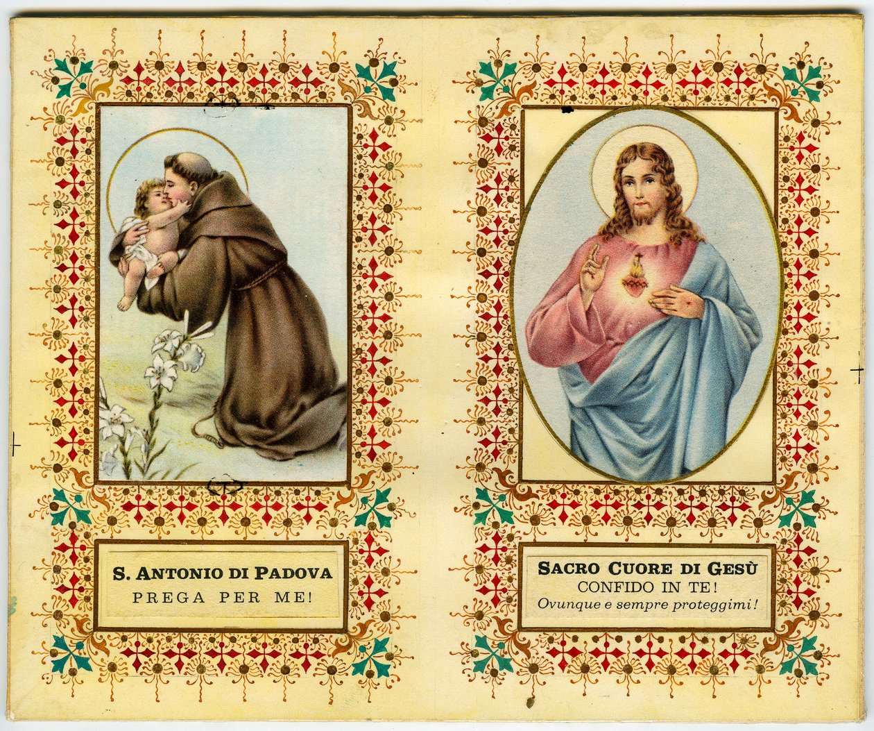 Hellig billede: Sankt Antonius af Padova og Jesus med helligt hjerte (tryk) af Anonymous Anonymous