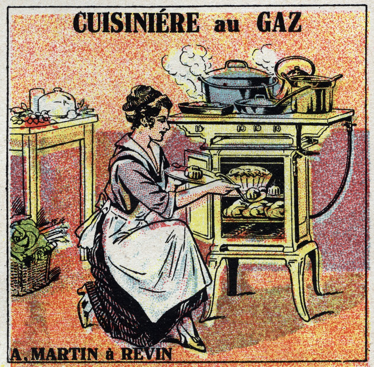 Boligopvarmning: Arthur Martin gaskomfur. Anonym illustration fra 1925. Privat samling. af Anonymous Anonymous