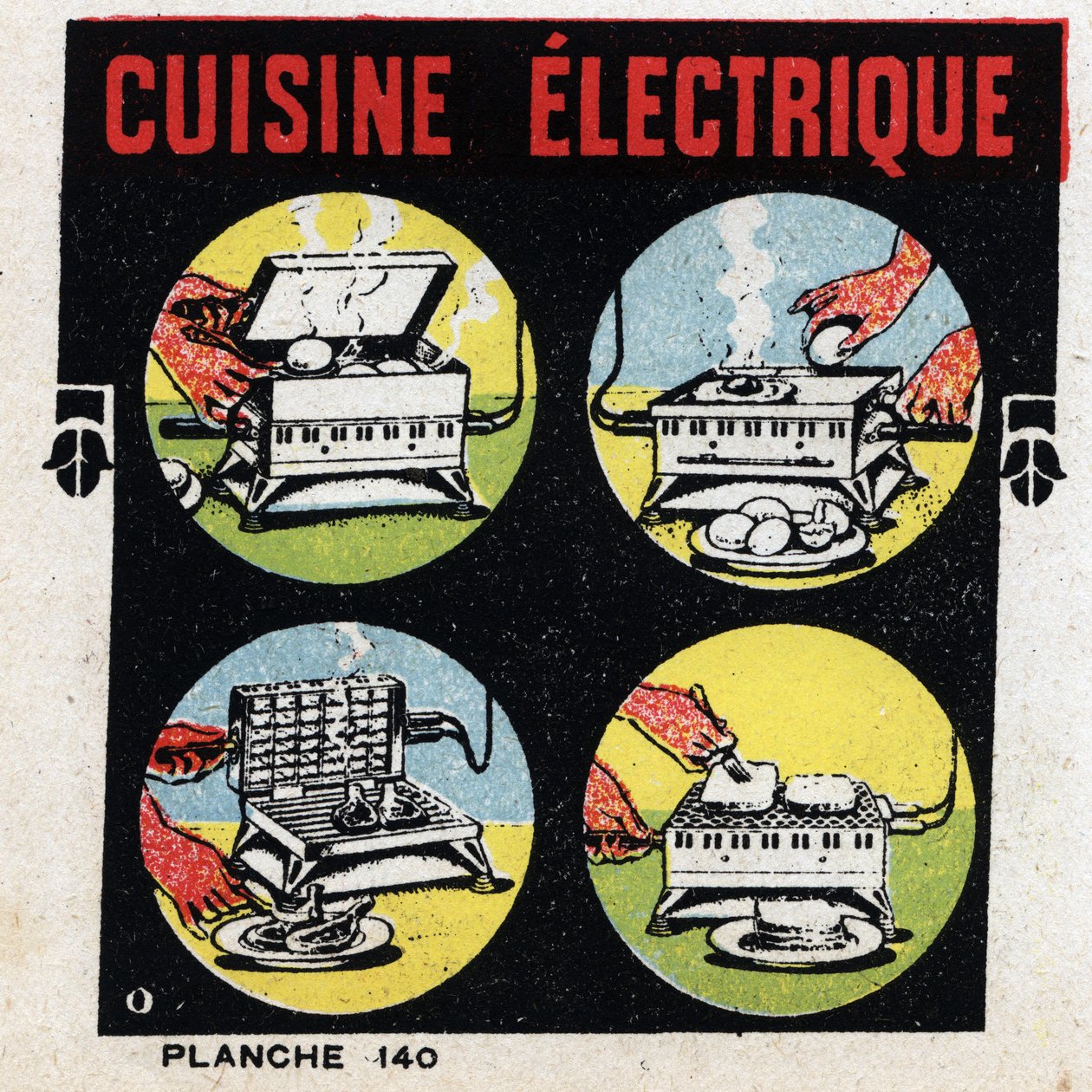 Husholdningernes forbrug af elektricitet: elektrisk køkken med grill. Anonym illustration fra 1925. Privat samling. af Anonymous Anonymous