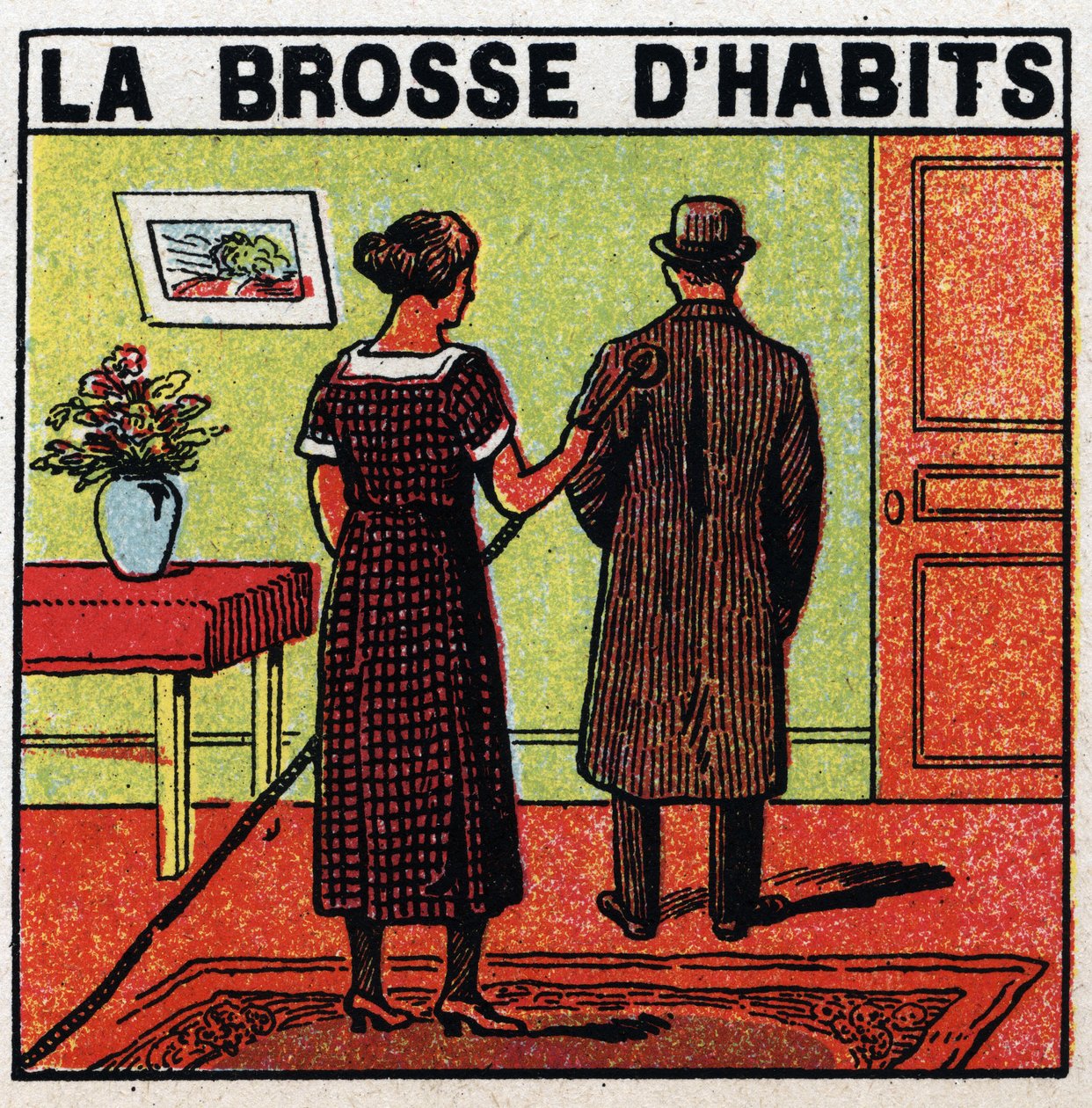 Husholdningernes brug af elektricitet: tøjbørsten. Anonym illustration fra 1925. Privat samling. af Anonymous Anonymous